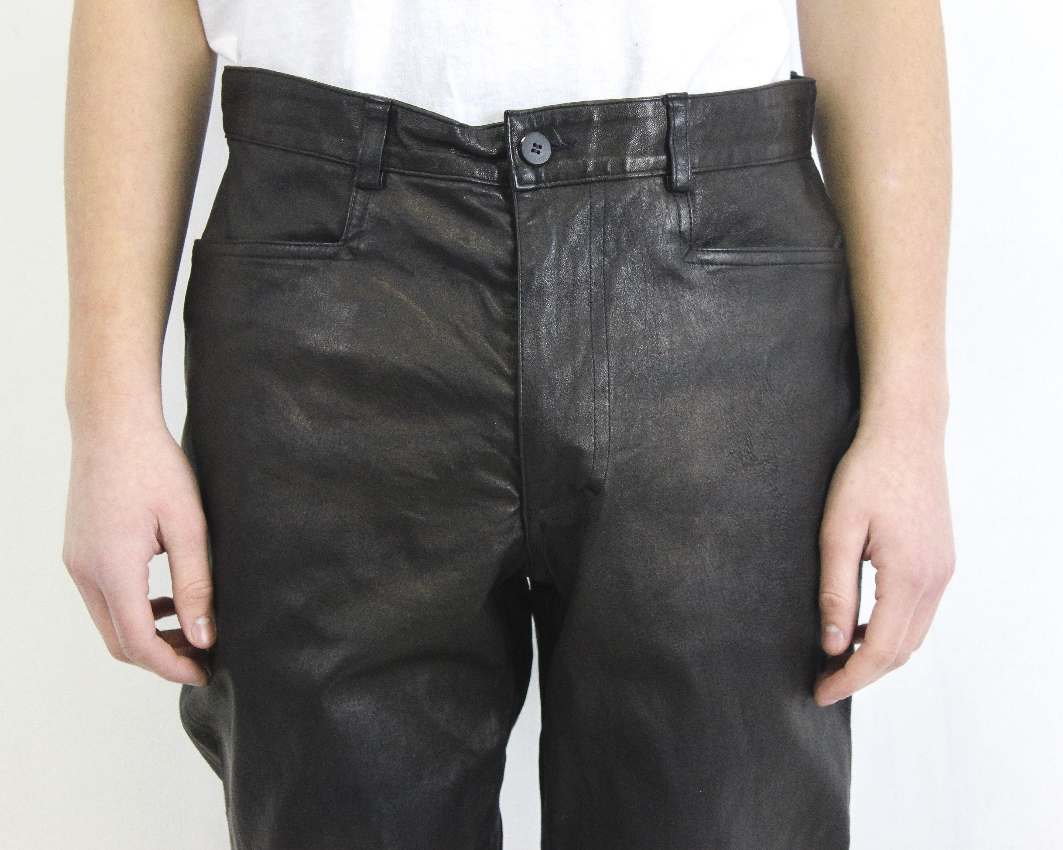 Cowboy Equipment Faux Leather W34 biker EU 50 Pants Straight Trousers Moto Size US 34 / EU 50 - 4 Thumbnail