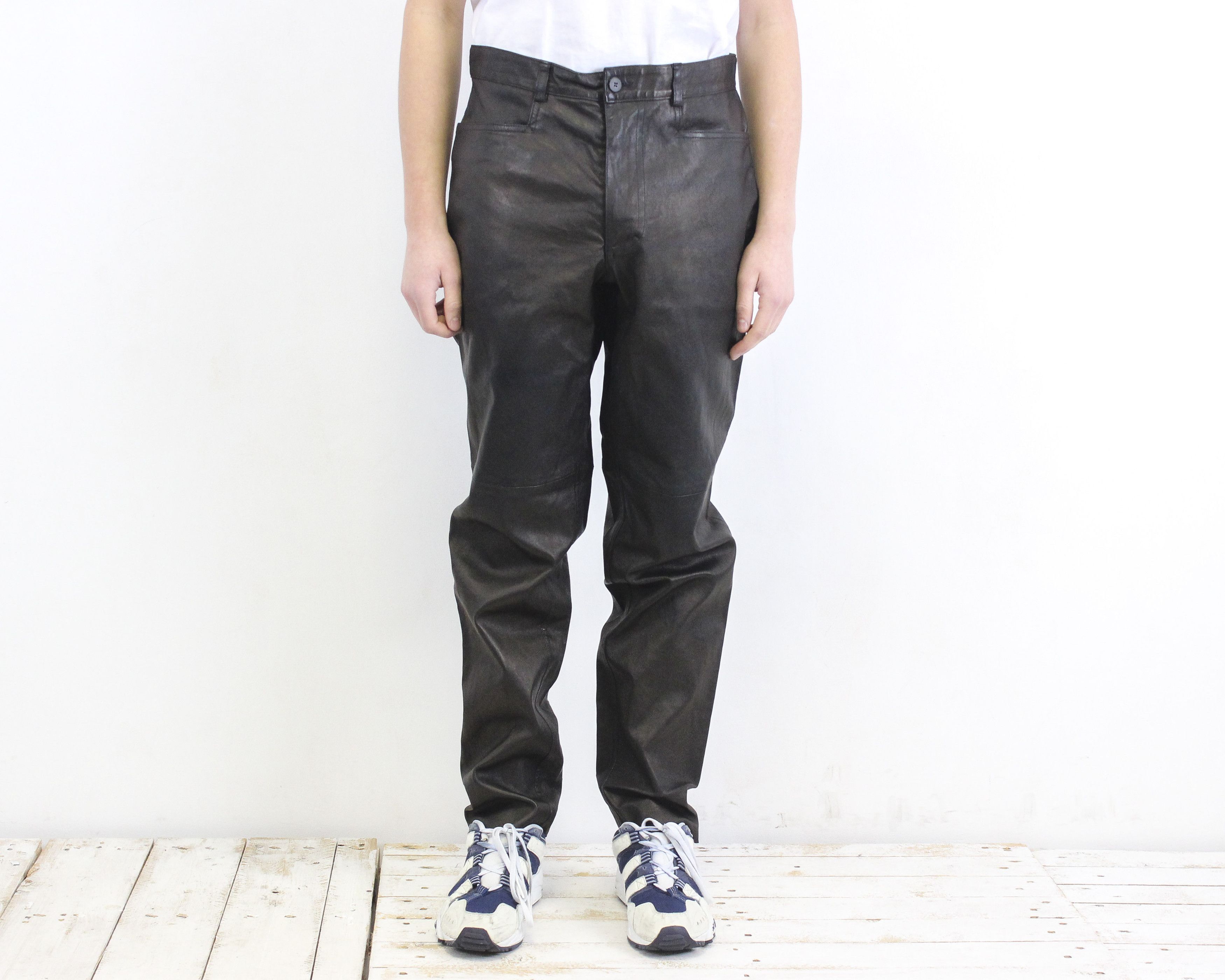 Cowboy Equipment Faux Leather W34 biker EU 50 Pants Straight Trousers Moto Size US 34 / EU 50 - 1 Thumbnail