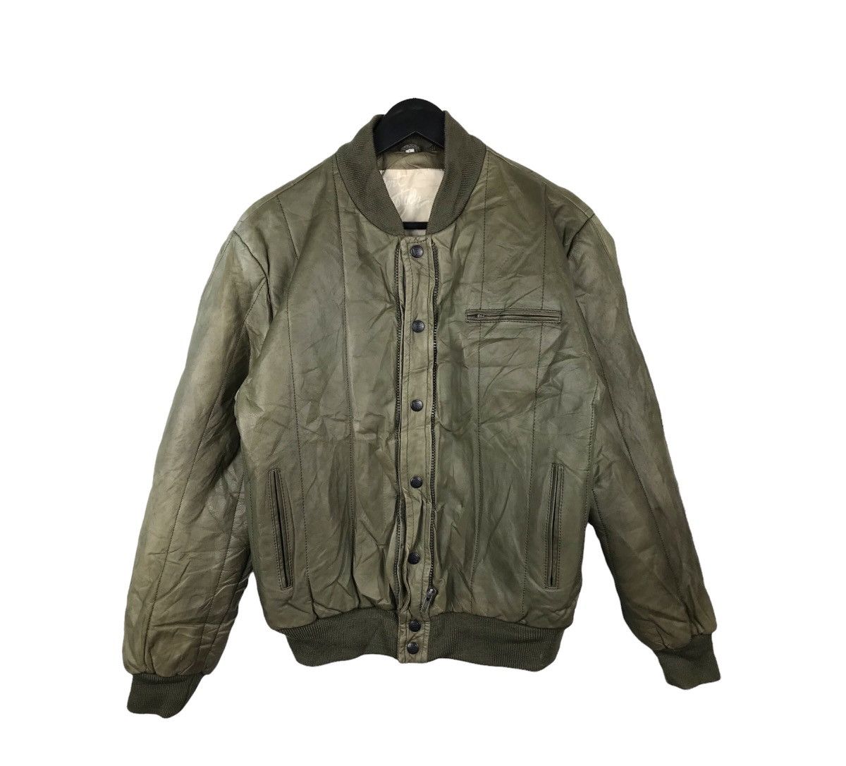 Japanese Brand × Vintage Vintage Japanese Robert Cotontoch Leather Khaki Green Jacket Size US M / EU 48-50 / 2 - 1 Thumbnail