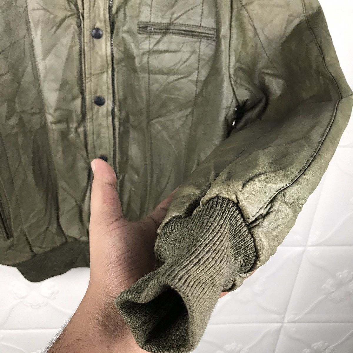 Japanese Brand × Vintage Vintage Japanese Robert Cotontoch Leather Khaki Green Jacket Size US M / EU 48-50 / 2 - 7 Thumbnail