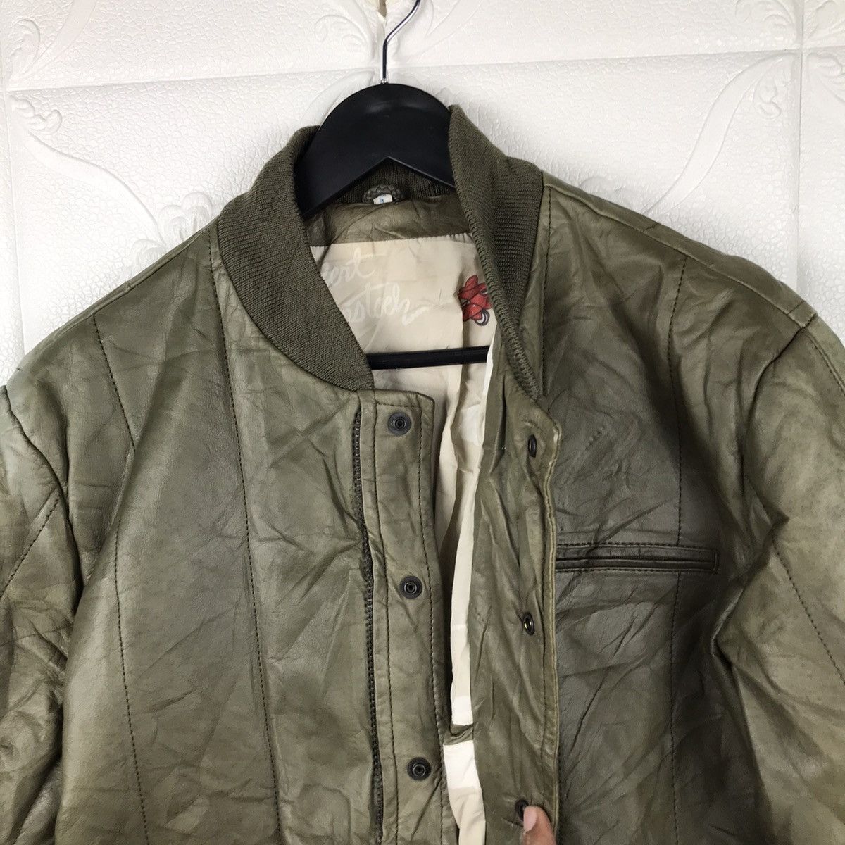 Japanese Brand × Vintage Vintage Japanese Robert Cotontoch Leather Khaki Green Jacket Size US M / EU 48-50 / 2 - 15 Thumbnail