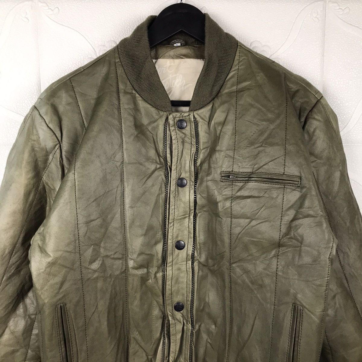 Japanese Brand × Vintage Vintage Japanese Robert Cotontoch Leather Khaki Green Jacket Size US M / EU 48-50 / 2 - 2 Thumbnail