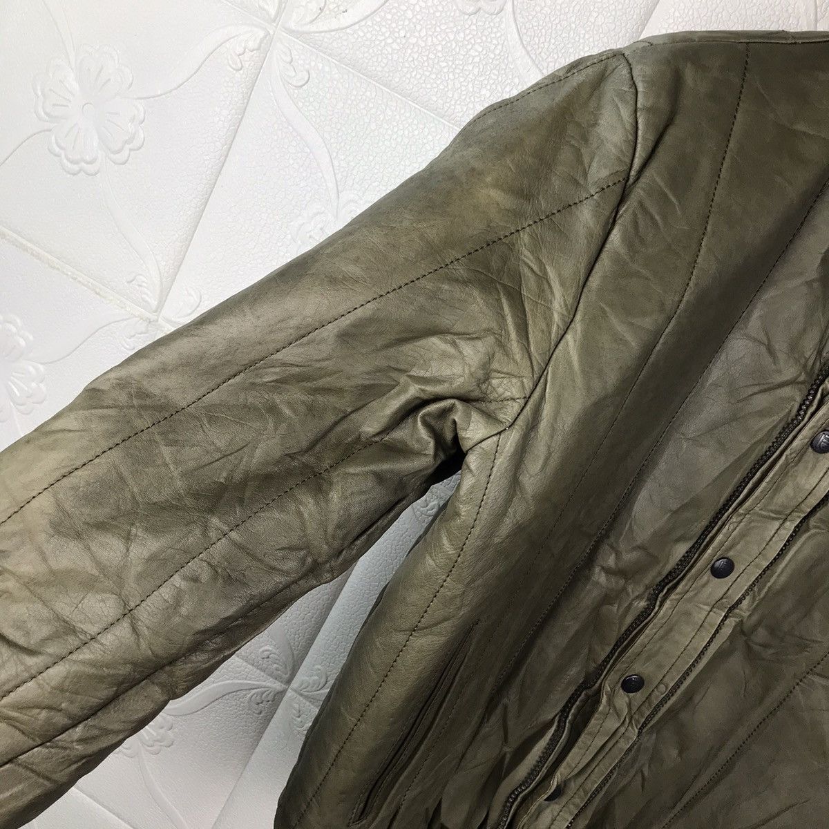 Japanese Brand × Vintage Vintage Japanese Robert Cotontoch Leather Khaki Green Jacket Size US M / EU 48-50 / 2 - 4 Thumbnail