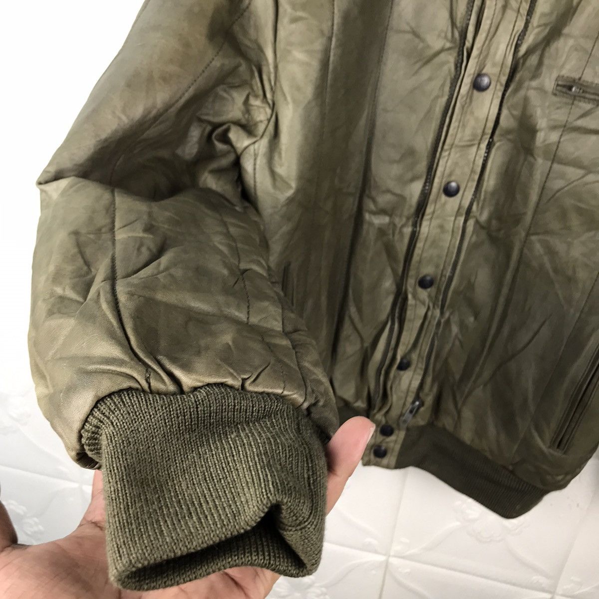 Japanese Brand × Vintage Vintage Japanese Robert Cotontoch Leather Khaki Green Jacket Size US M / EU 48-50 / 2 - 5 Thumbnail