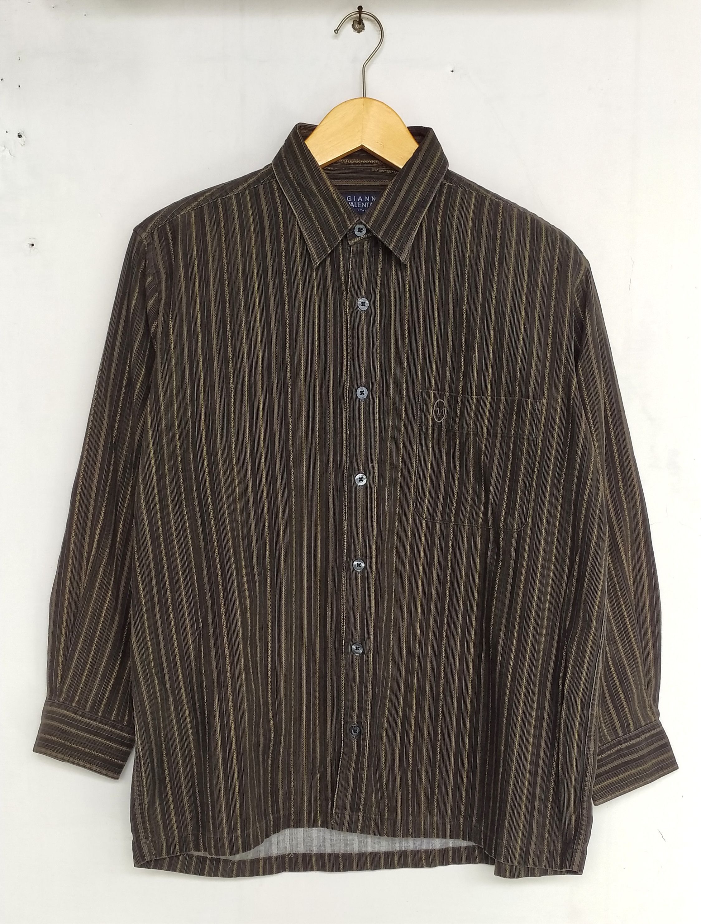 Vtg GIANNI VALENTINO corduroy button up shirt size M