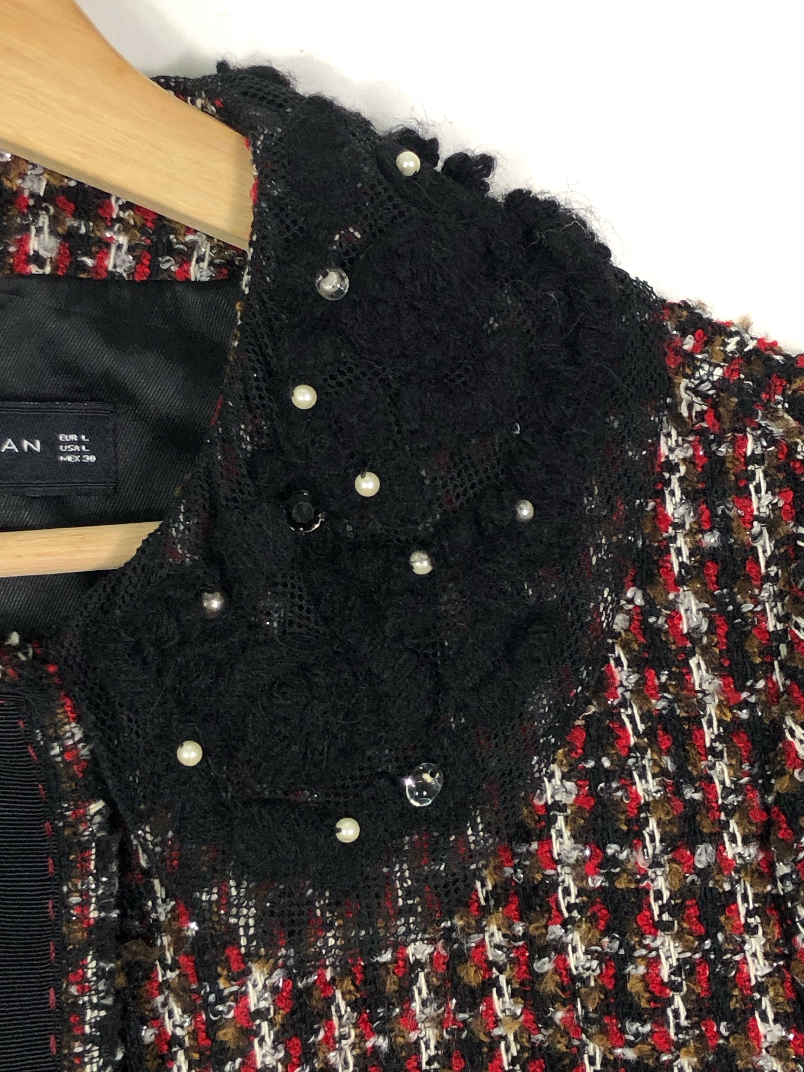 Zara ZARA WOMAN PEARLS TWEED KNIT JACKET Size M / US 6-8 / IT 42-44 - 4 Thumbnail