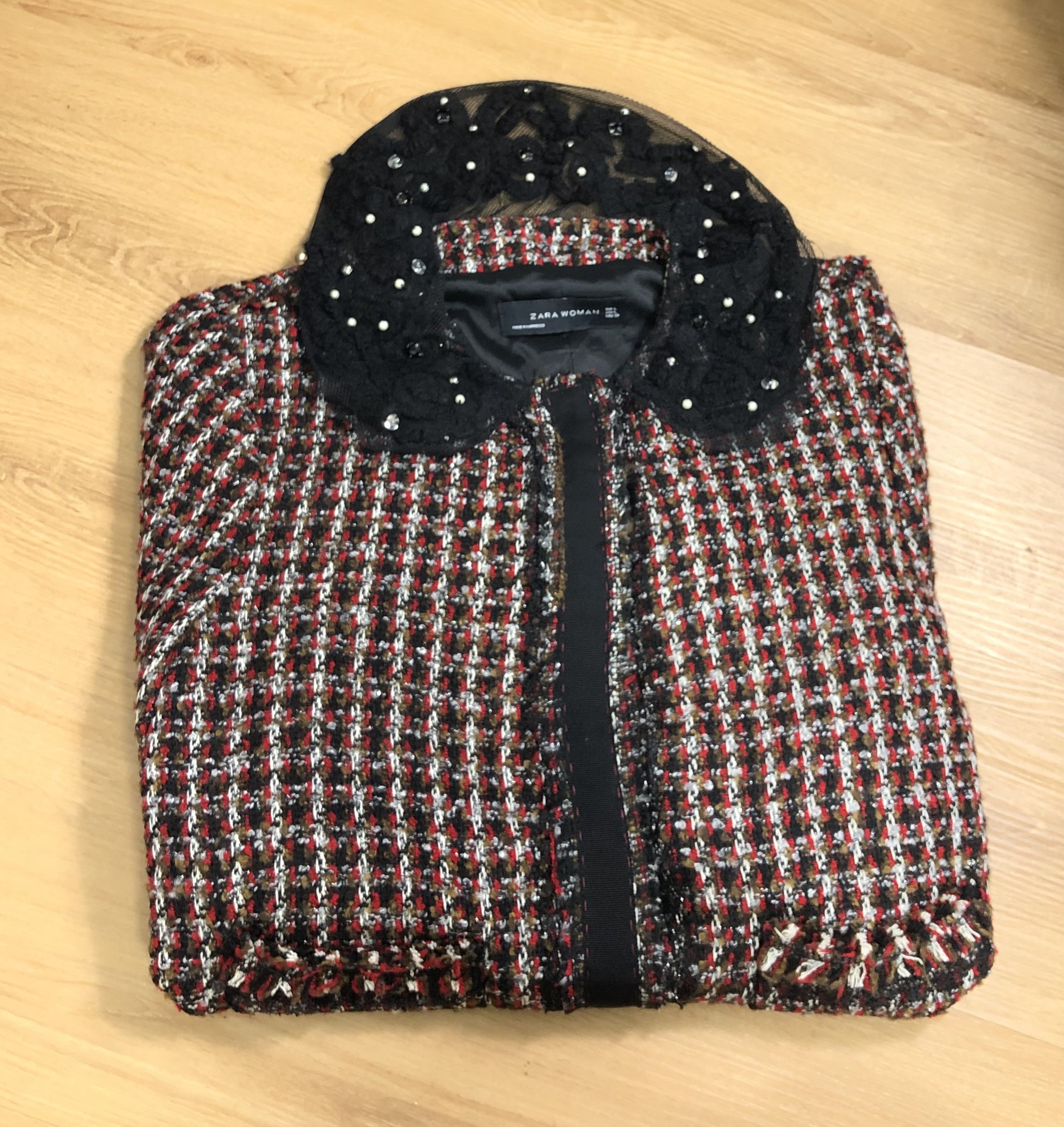 Zara ZARA WOMAN PEARLS TWEED KNIT JACKET Size M / US 6-8 / IT 42-44 - 11 Thumbnail