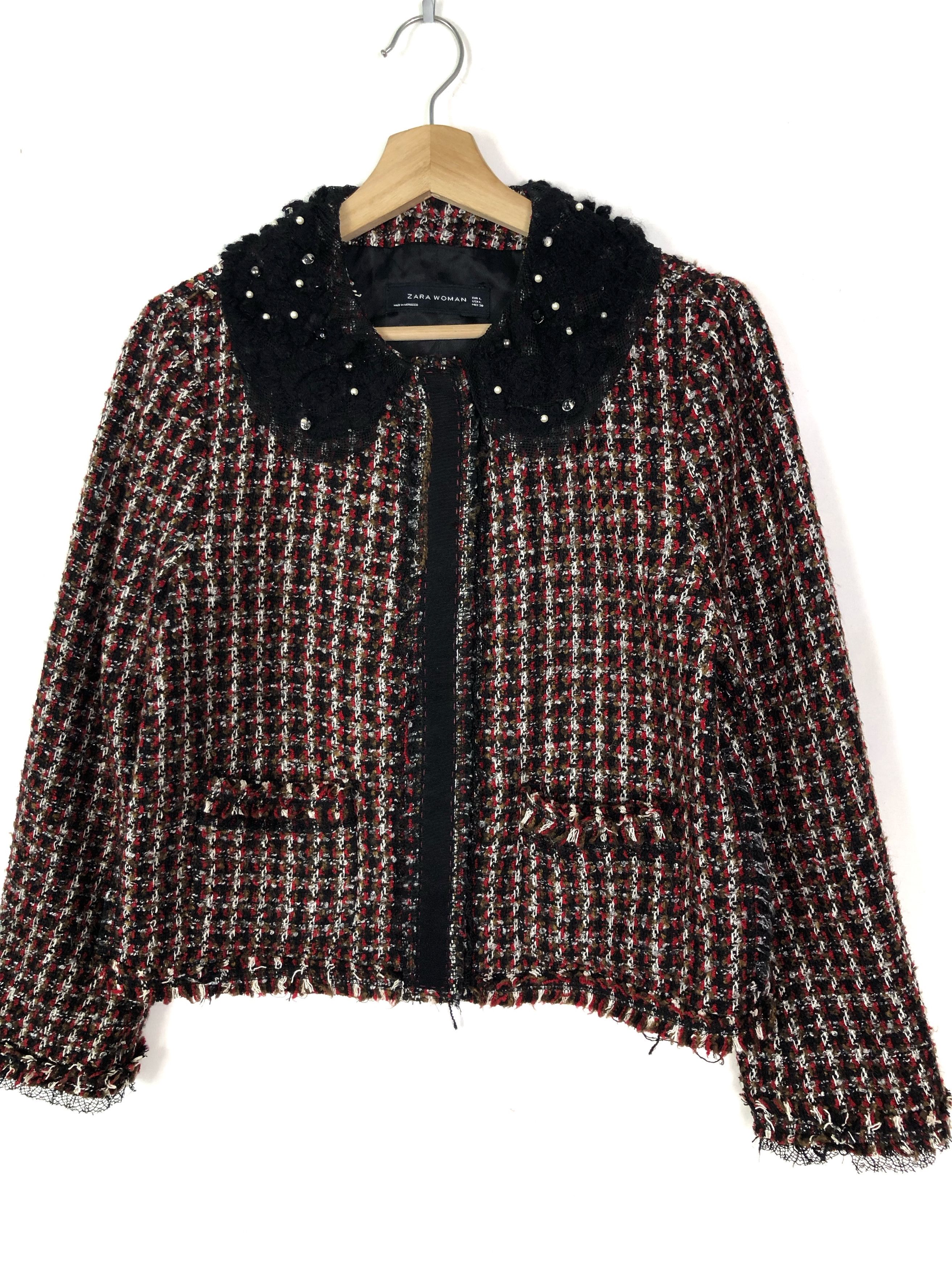 Zara ZARA WOMAN PEARLS TWEED KNIT JACKET Size M / US 6-8 / IT 42-44 - 3 Thumbnail