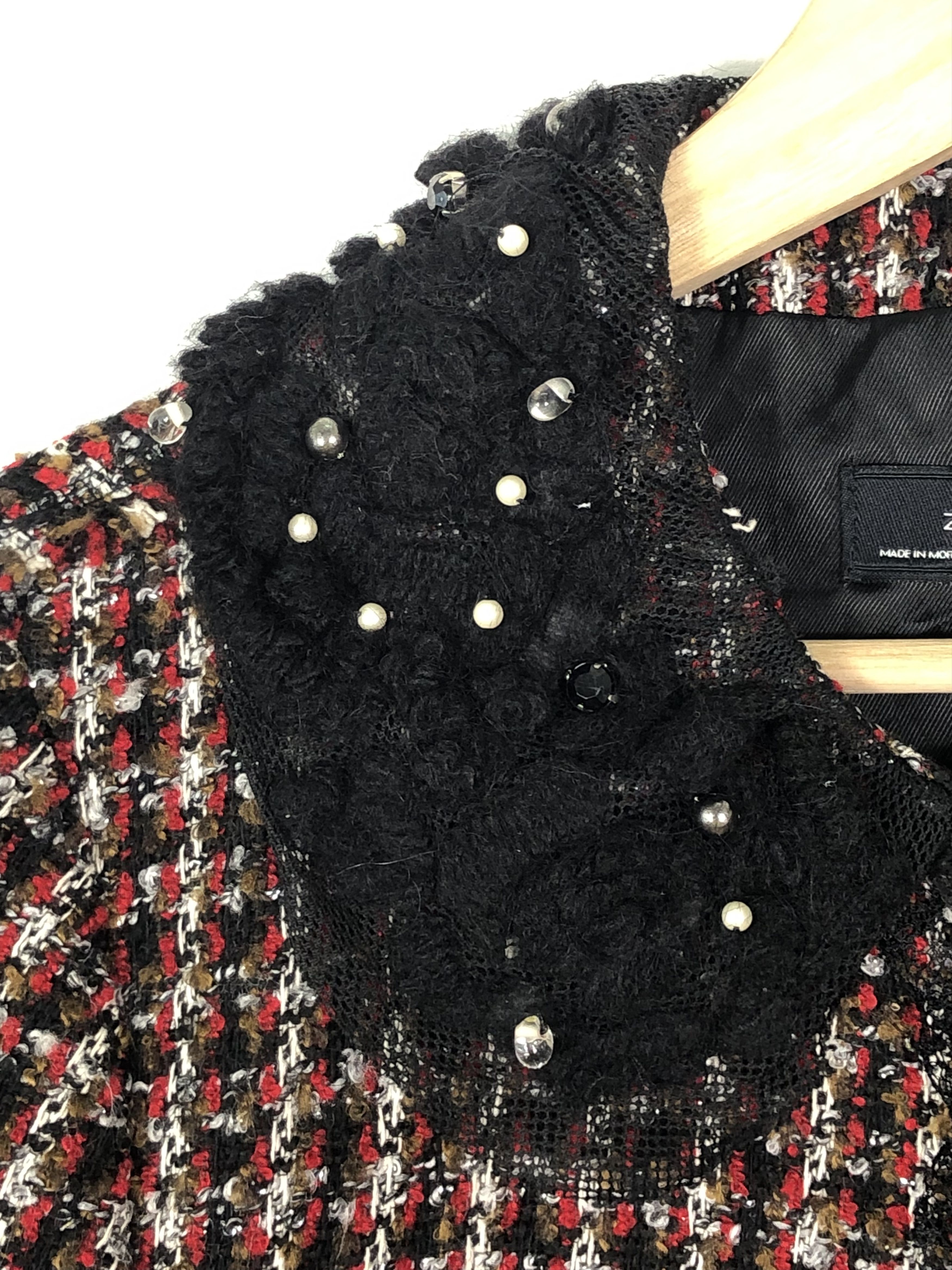 Zara ZARA WOMAN PEARLS TWEED KNIT JACKET Size M / US 6-8 / IT 42-44 - 5 Thumbnail