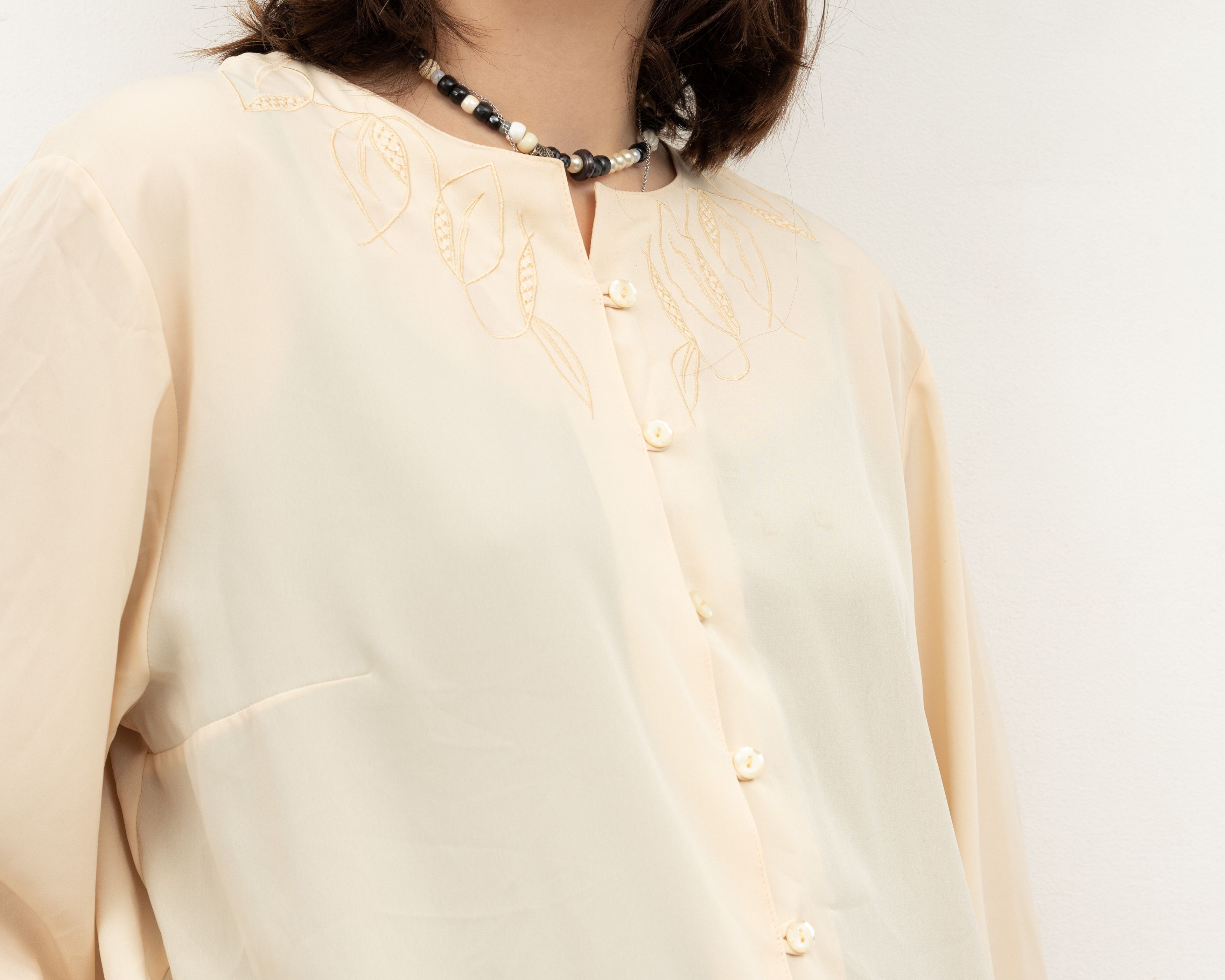 Other × Vintage Button Up Shirt EU 46 Long Sleeved Off-White Blouse Top Size XL / US 12-14 / IT 48-50 - 4 Thumbnail