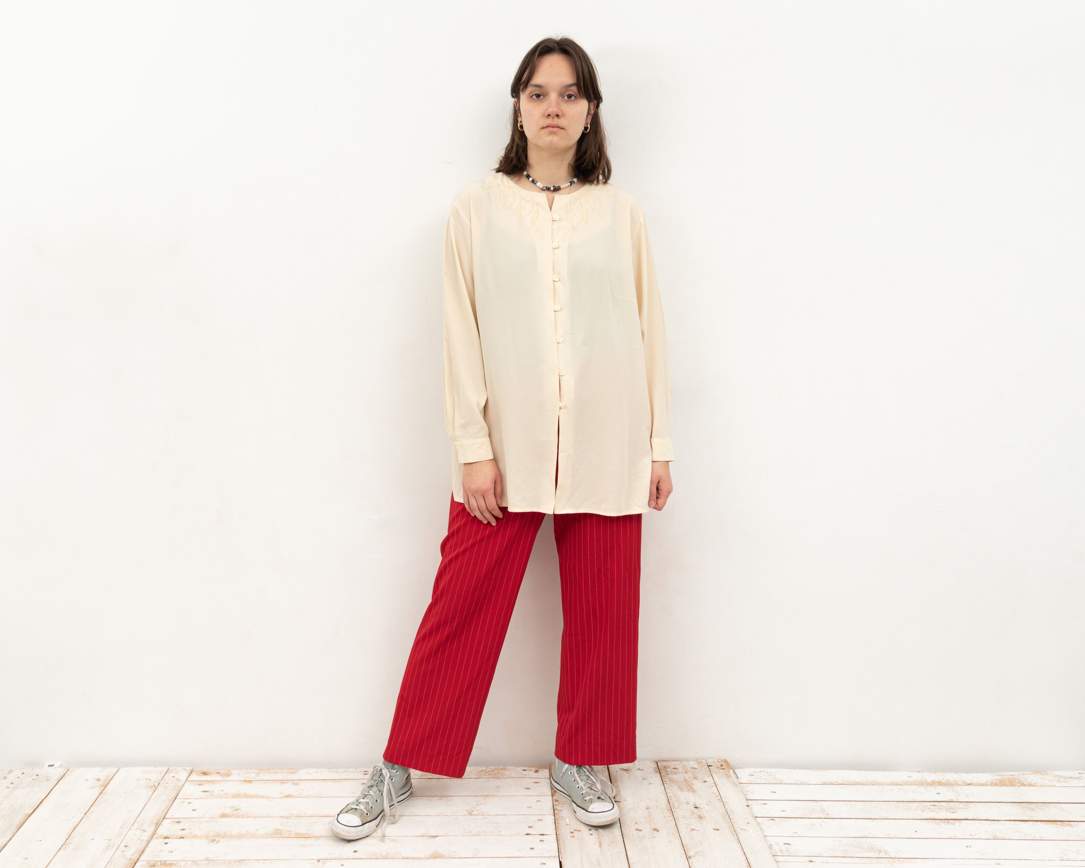 Other × Vintage Button Up Shirt EU 46 Long Sleeved Off-White Blouse Top Size XL / US 12-14 / IT 48-50 - 1 Thumbnail
