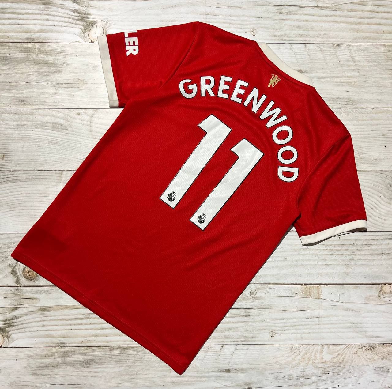 image of Adidas Manchester United 2021 2022 Greenwood 11 Shirt Jersey in Red, Men's (Size Small)