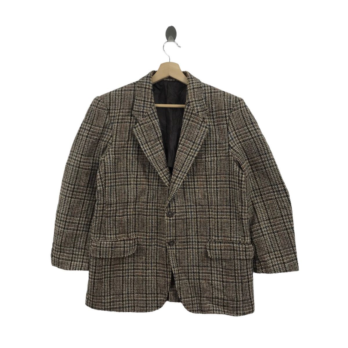 Vintage HARRIS TWEED Wool Blazer Jacket Checkered