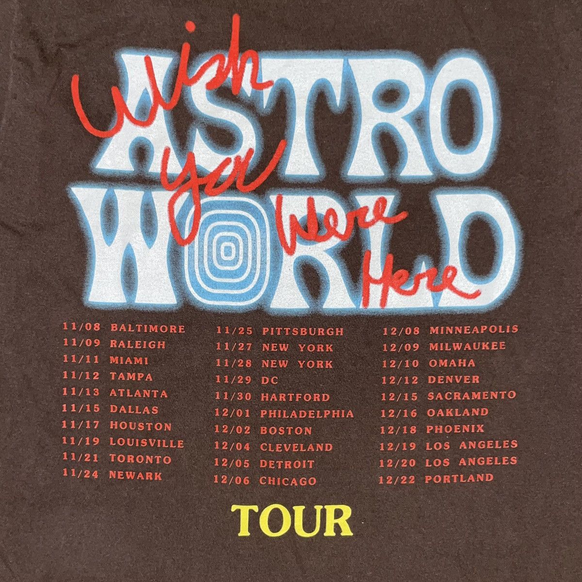 Travis Scott Travis Scott Sicko Mode Astroworld Tour Brown Tee Small Size US S / EU 44-46 / 1 - 4 Thumbnail