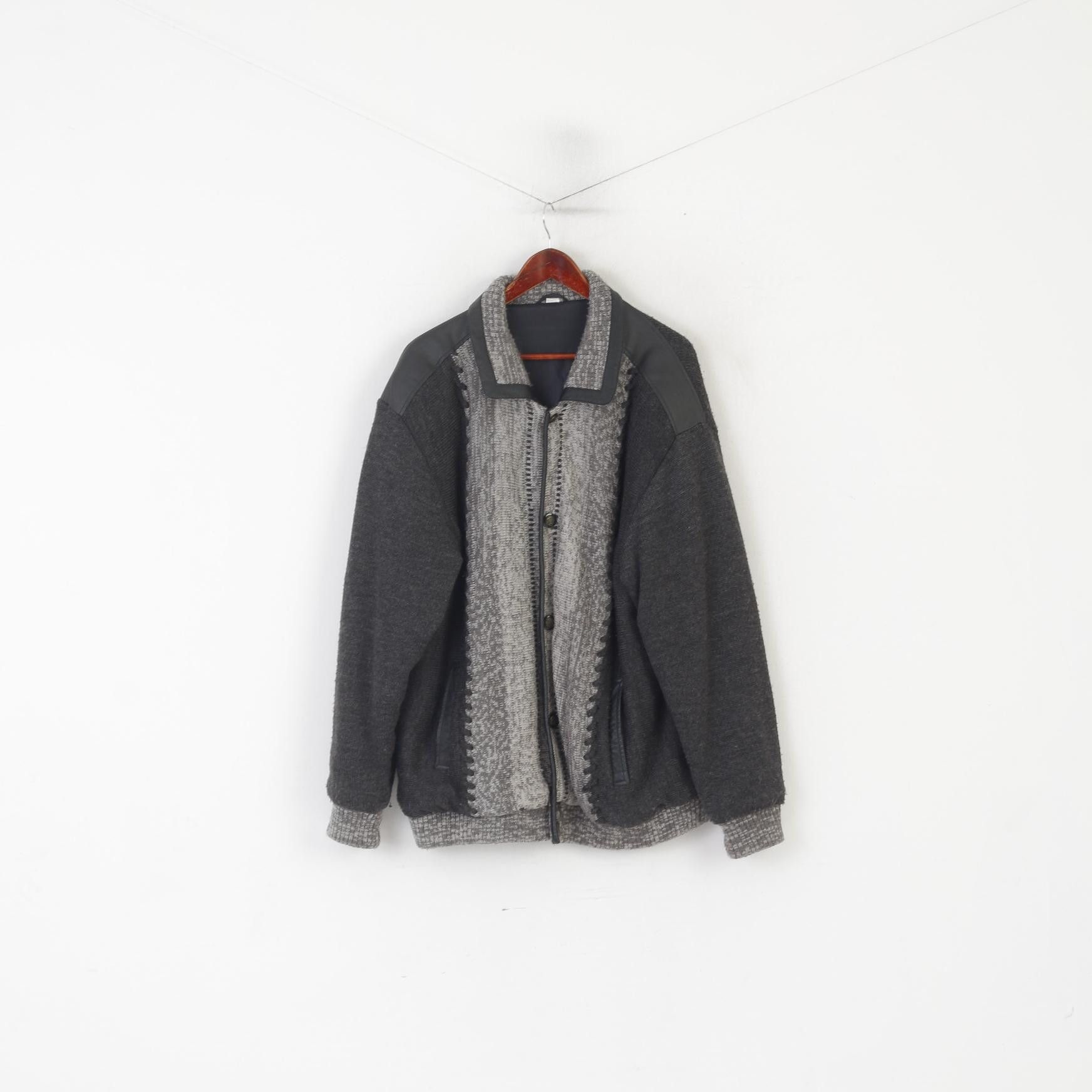 Vintage Vintage Men 46 56 XXL Cardigan Gray Wool Padded 9401 Size US XL / EU 56 / 4 - 2 Thumbnail