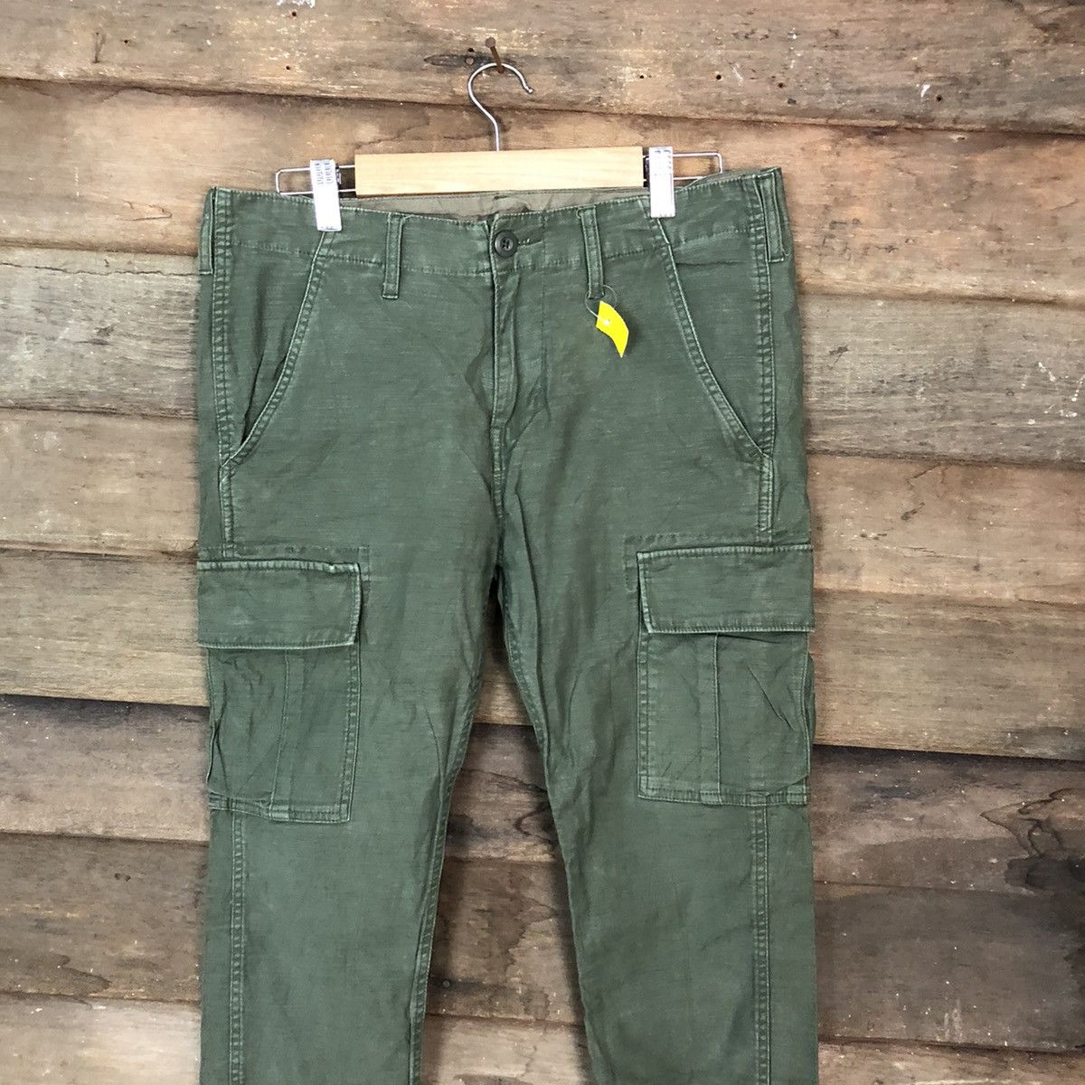 Japanese Brand × StraightFaded Union Station faded Green multipocket Cargo Pants #3387 Size US 32 / EU 48 - 2 Thumbnail