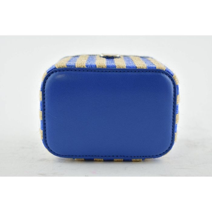 Chanel Chanel 21P Blue Beige Raffia CC Mini Vanity Crossbody Bag