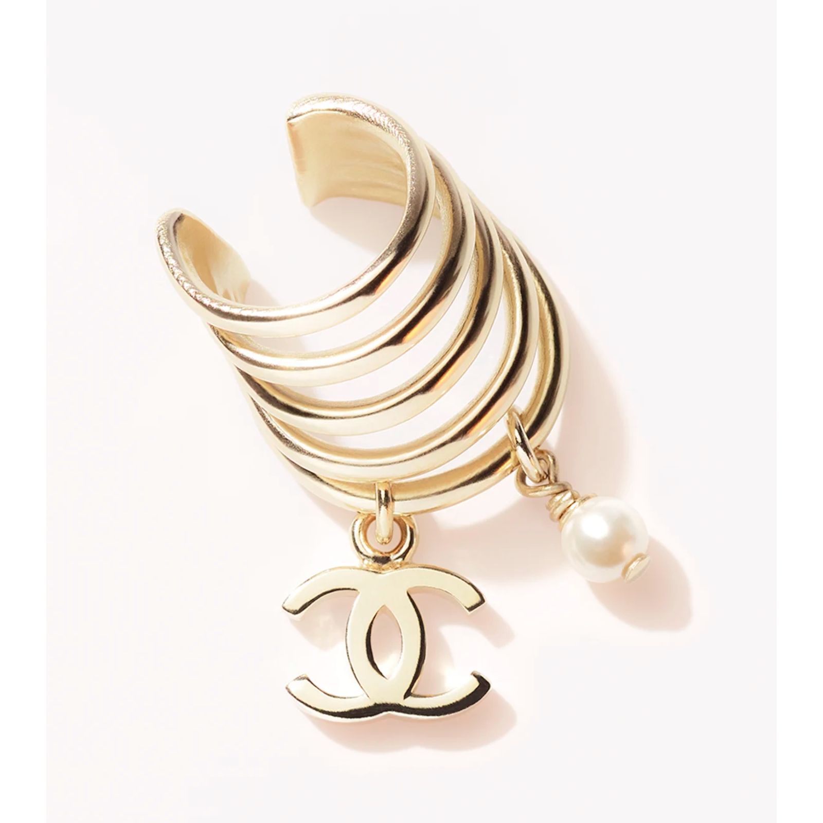 Chanel Chanel 22C Gold Pearl White CC Logo Dangle Drop Earring