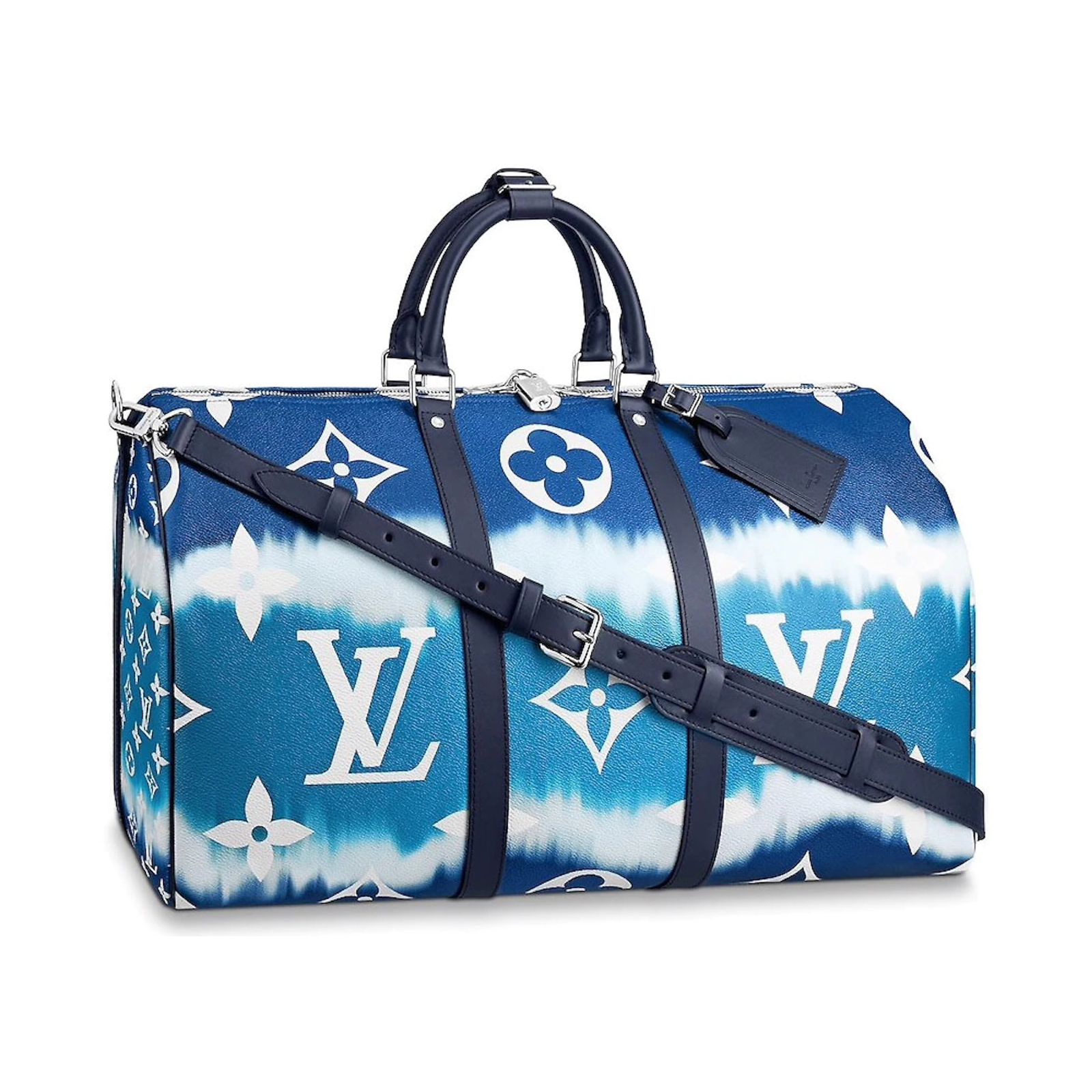Louis Vuitton Escale Blue Keepall 50 Duffle M45117 Giant Monogram Bag Full  Set