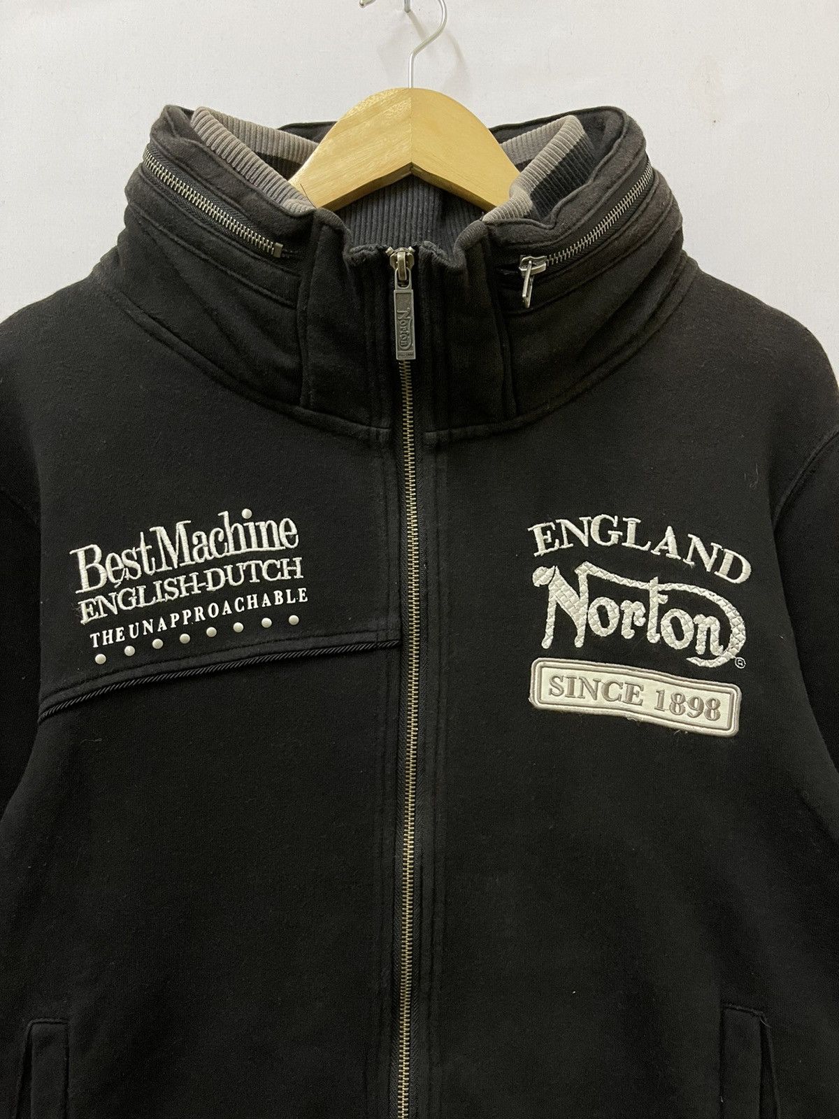 Norton × Vintage Vintage Norton Big Logo Full Zipper Hoodie Black Size US L / EU 52-54 / 3 - 4 Thumbnail