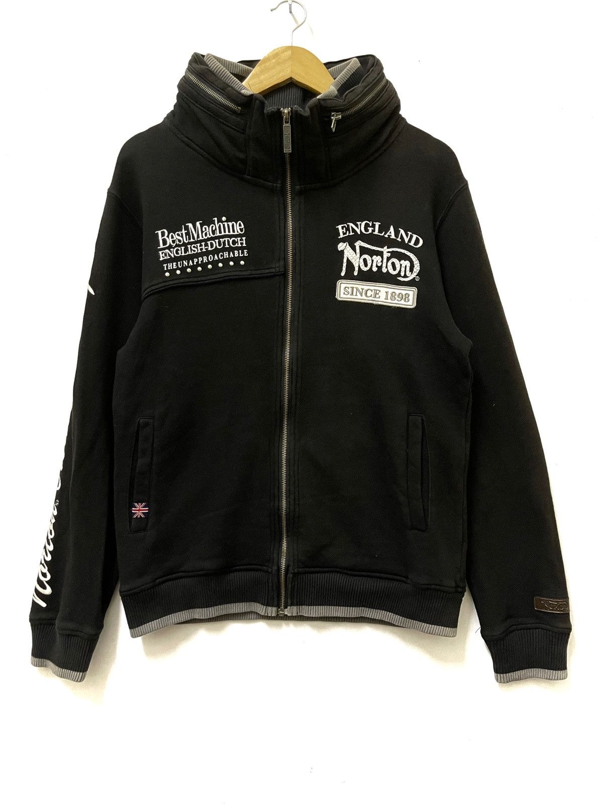 Norton × Vintage Vintage Norton Big Logo Full Zipper Hoodie Black Size US L / EU 52-54 / 3 - 3 Thumbnail