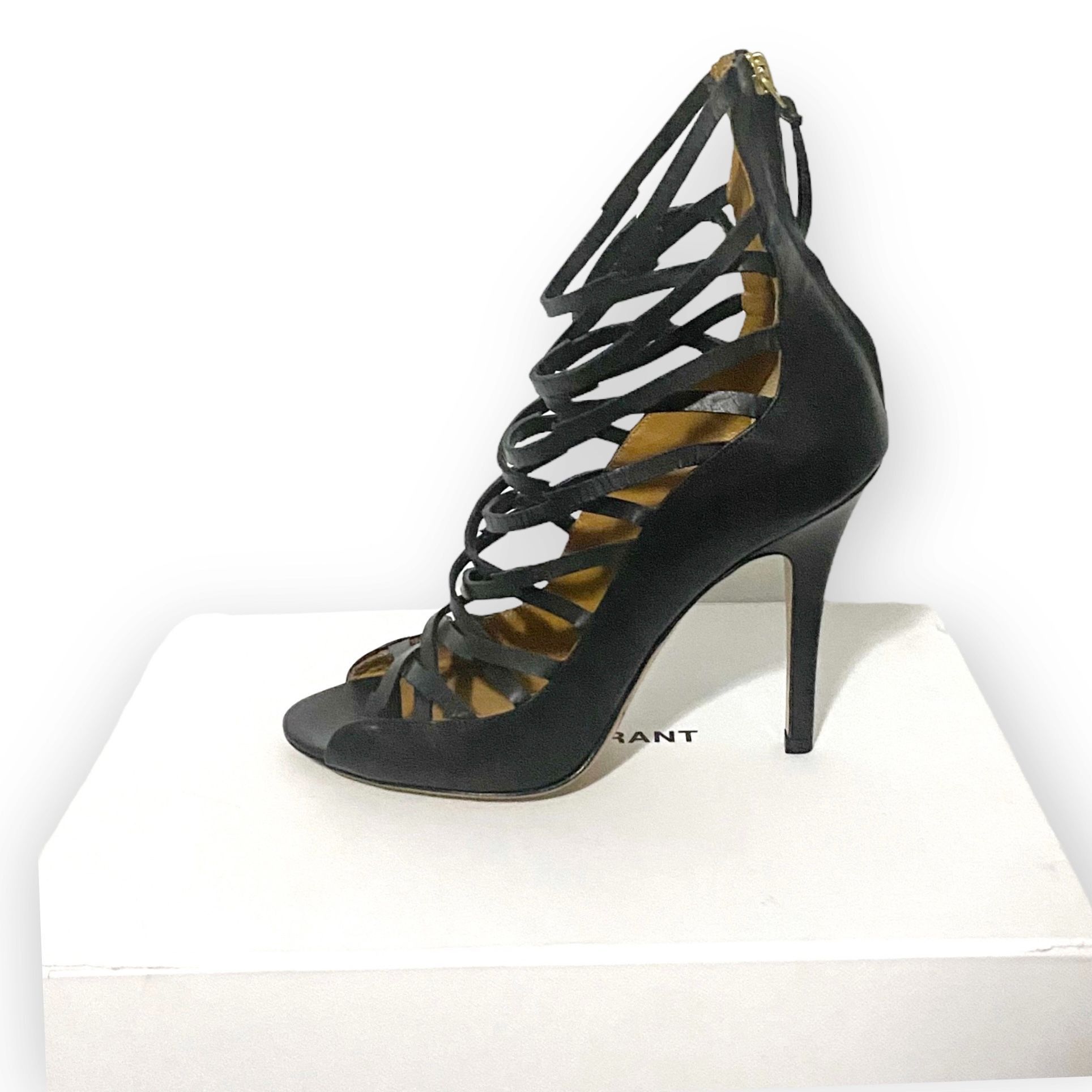 Isabel Marant NIB Isabel Marant Paw Black Leather Heeled Sandals size 38 E Size US 8 / IT 38 - 1 Thumbnail