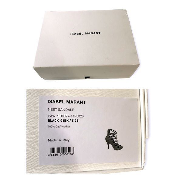 Isabel Marant NIB Isabel Marant Paw Black Leather Heeled Sandals size 38 E Size US 8 / IT 38 - 13 Thumbnail