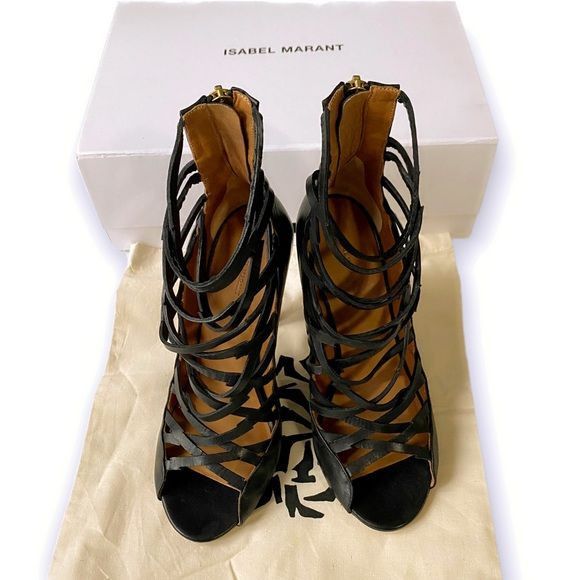 Isabel Marant NIB Isabel Marant Paw Black Leather Heeled Sandals size 38 E Size US 8 / IT 38 - 3 Thumbnail