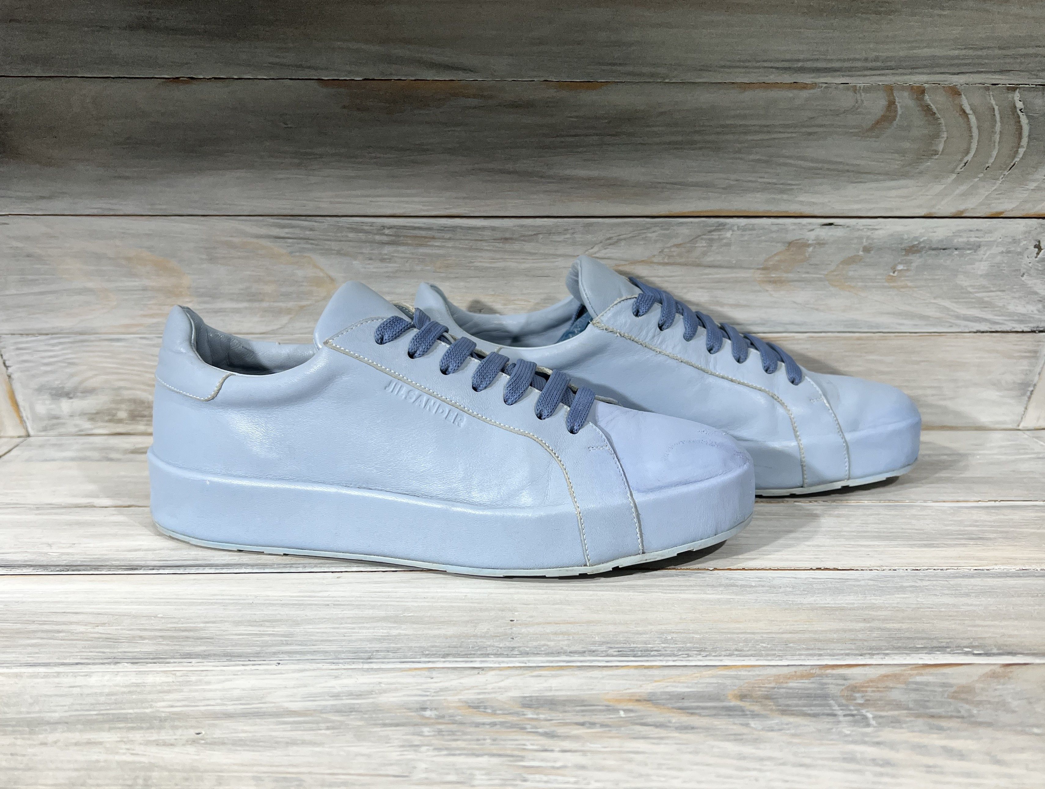 Jil Sander Jil Sander Monochrome Light Blue Leather Sneaker MadeInItaly Size US 6 / IT 36 - 1 Thumbnail
