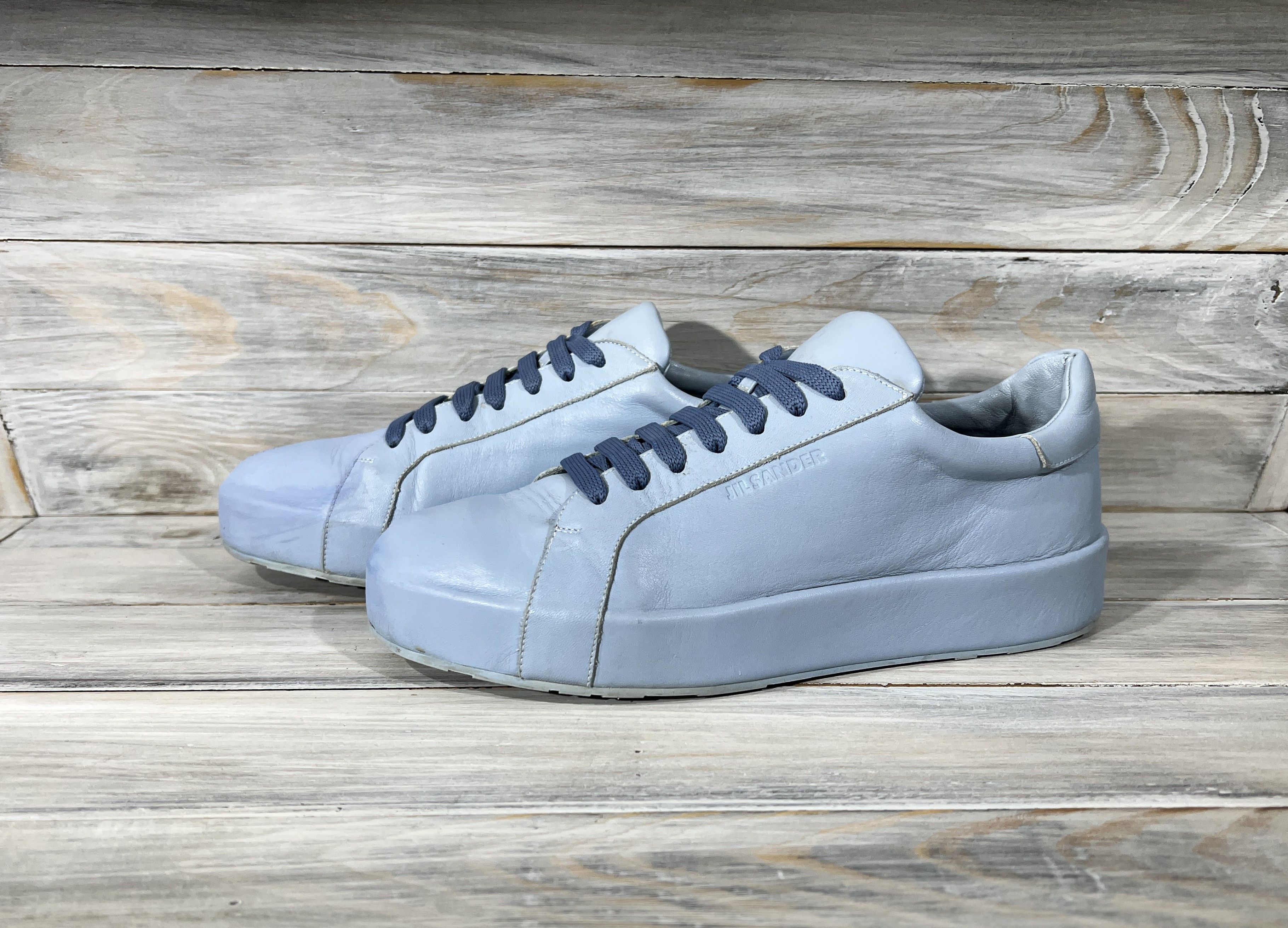 Jil Sander Jil Sander Monochrome Light Blue Leather Sneaker MadeInItaly Size US 6 / IT 36 - 6 Thumbnail