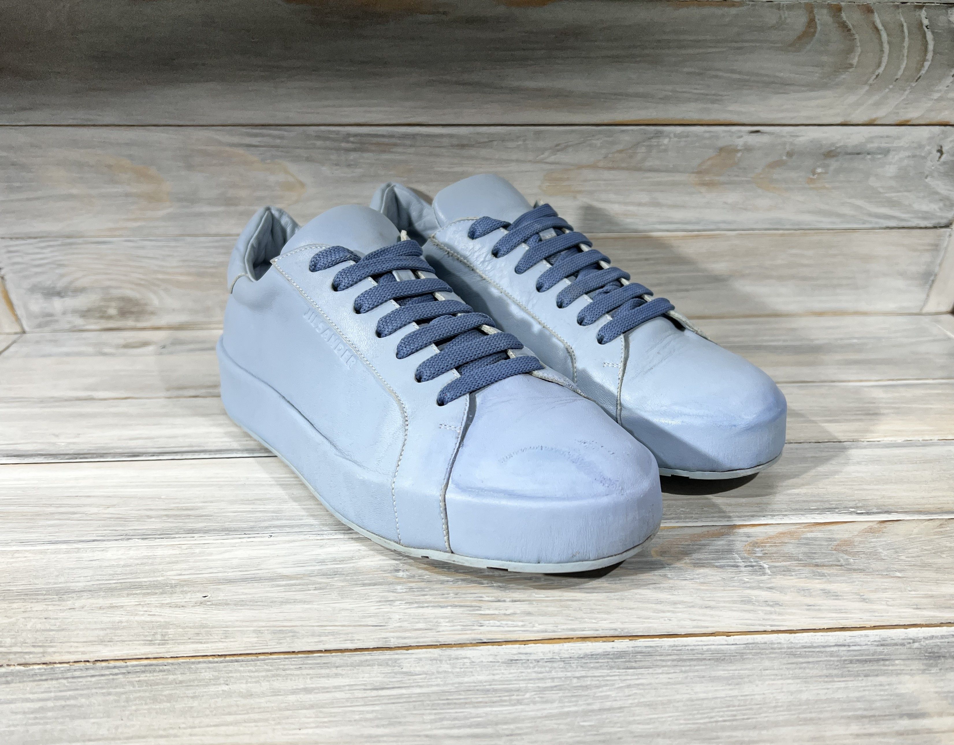 Jil Sander Jil Sander Monochrome Light Blue Leather Sneaker MadeInItaly Size US 6 / IT 36 - 14 Thumbnail