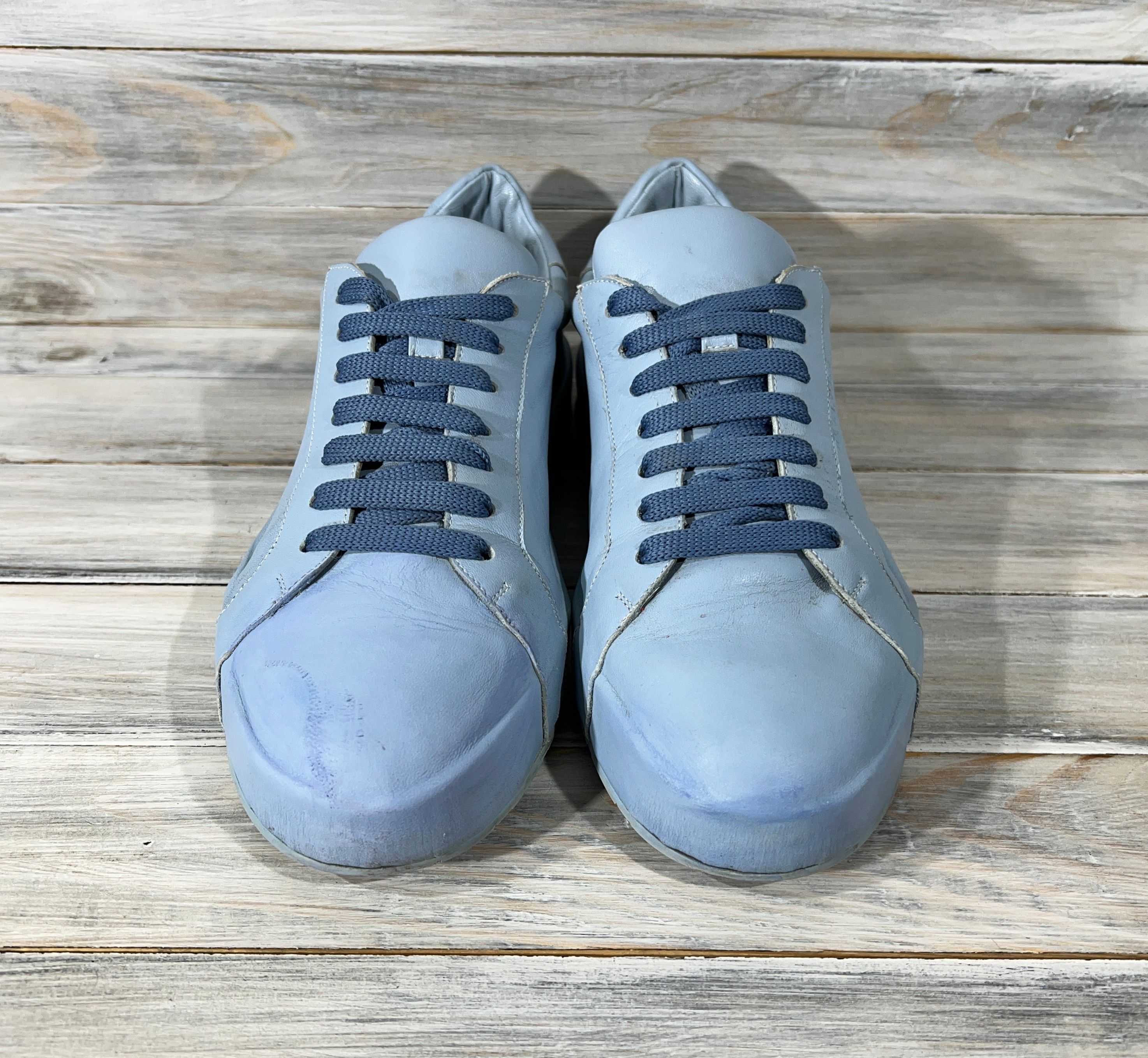 Jil Sander Jil Sander Monochrome Light Blue Leather Sneaker MadeInItaly Size US 6 / IT 36 - 15 Thumbnail
