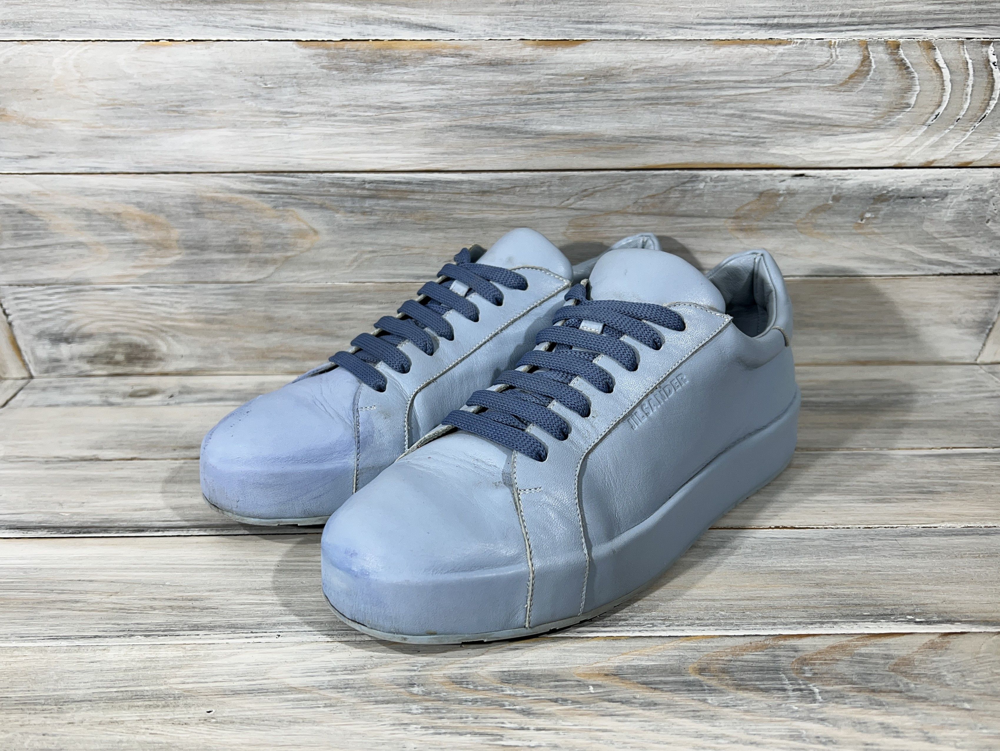 Jil Sander Jil Sander Monochrome Light Blue Leather Sneaker MadeInItaly Size US 6 / IT 36 - 17 Thumbnail