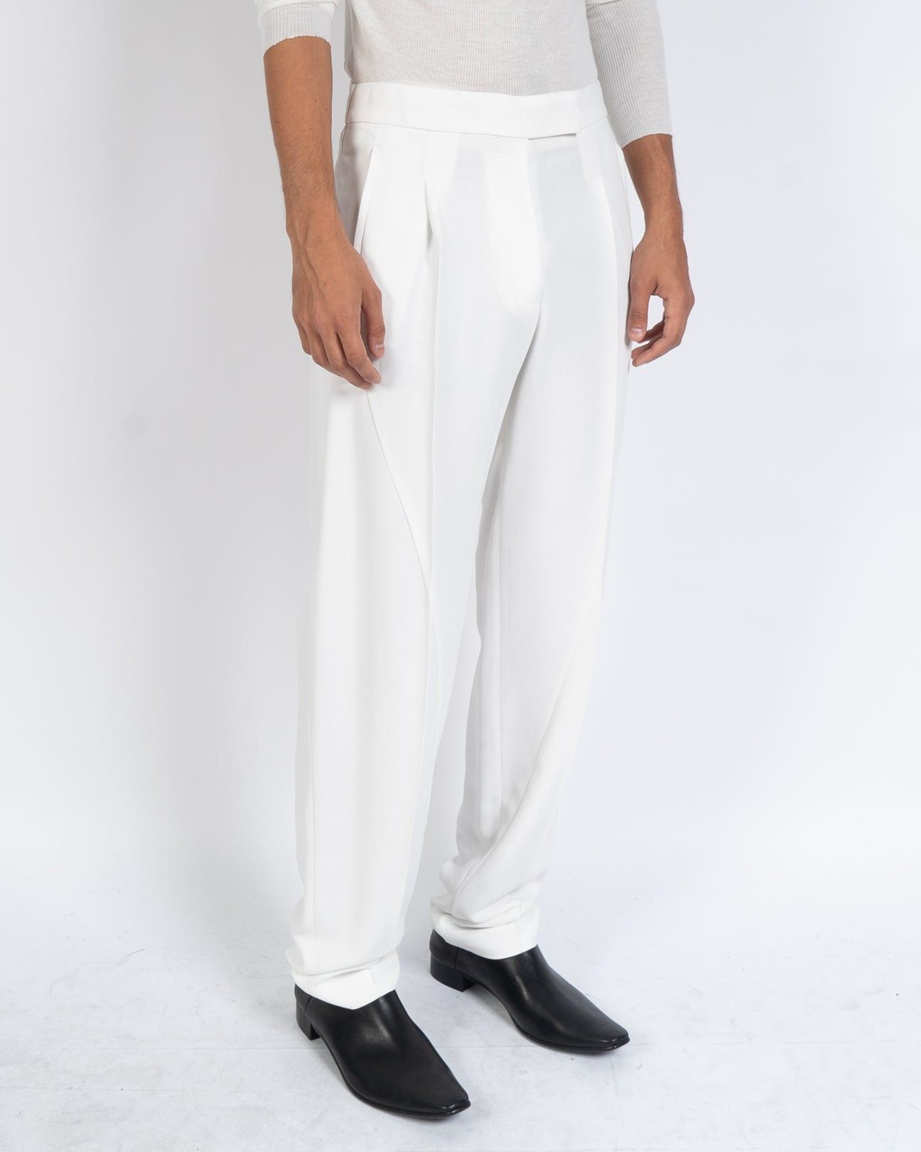 Haider Ackermann FW19 White Relaxed Two Tone Trousers Size US 33 - 2 Thumbnail