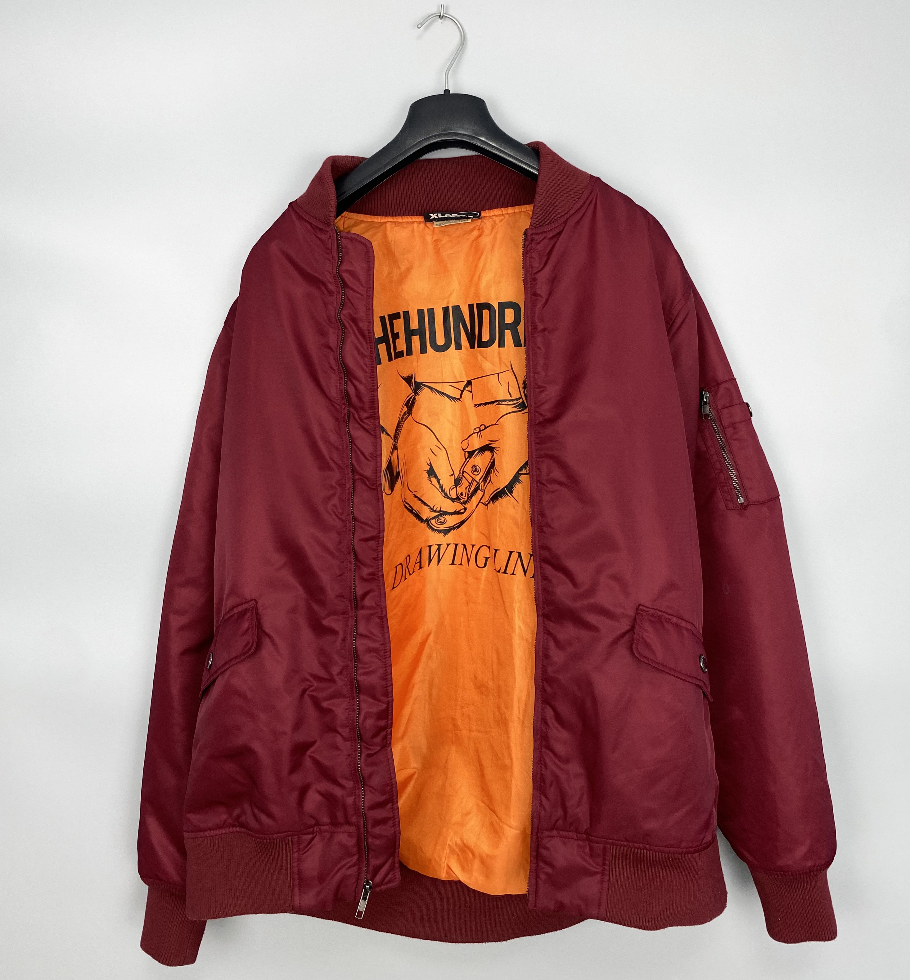 image of The Hundreds Ma-1 Warm Long Bombers Jacket in Cherry Red, Men's (Size XL)