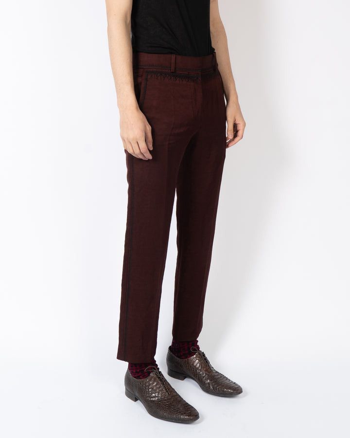 Haider Ackermann SS19 Embroidered Chocolate Trousers Size US 28 / EU 44 - 3 Thumbnail