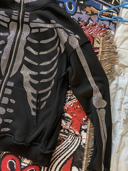 Streetwear Klanlife rhinestone skeleton zip up | Grailed