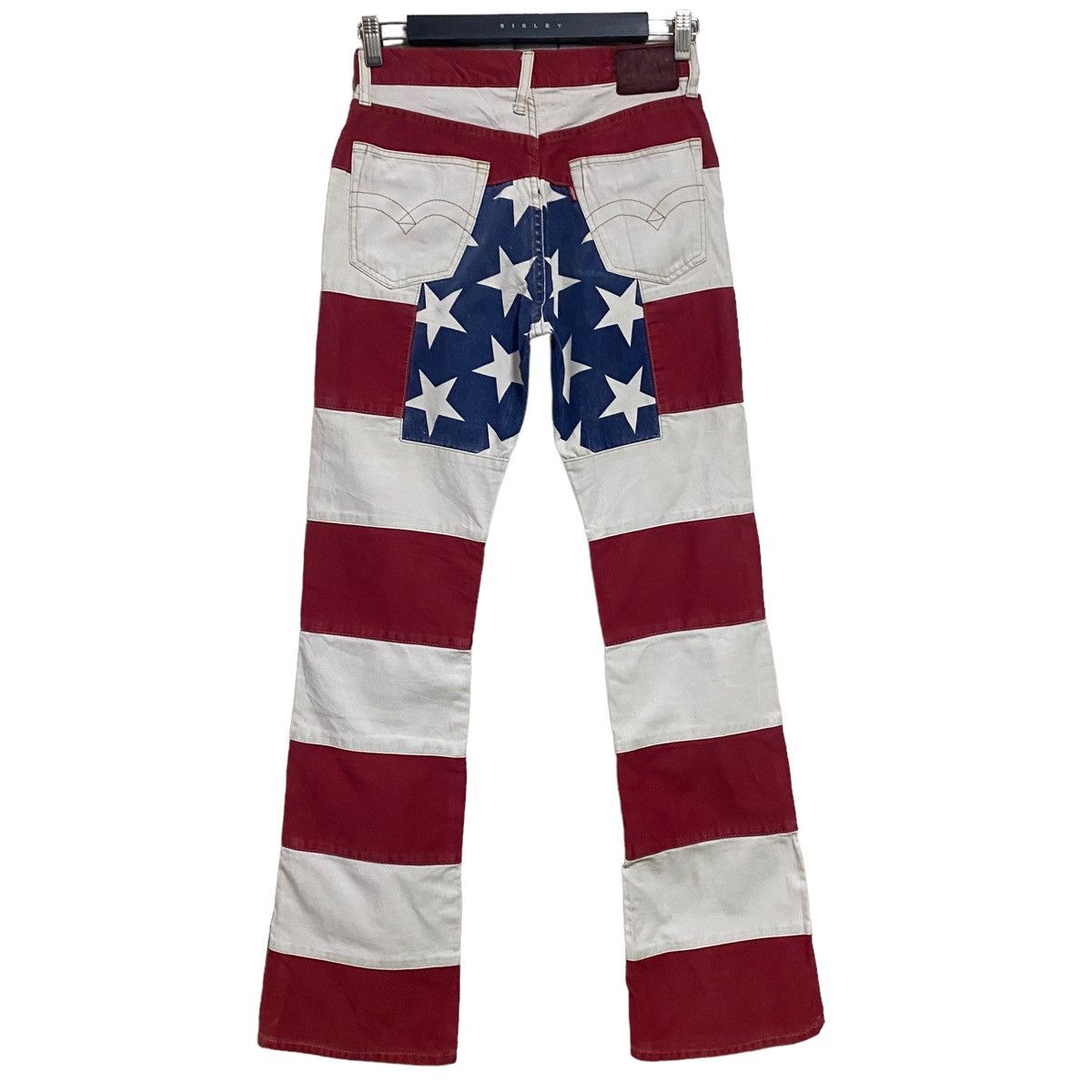 image of Hysteric Glamour American Flag Hagi Patchwork Flare Jeans in Blue/Red/White, Men's (Size 28)