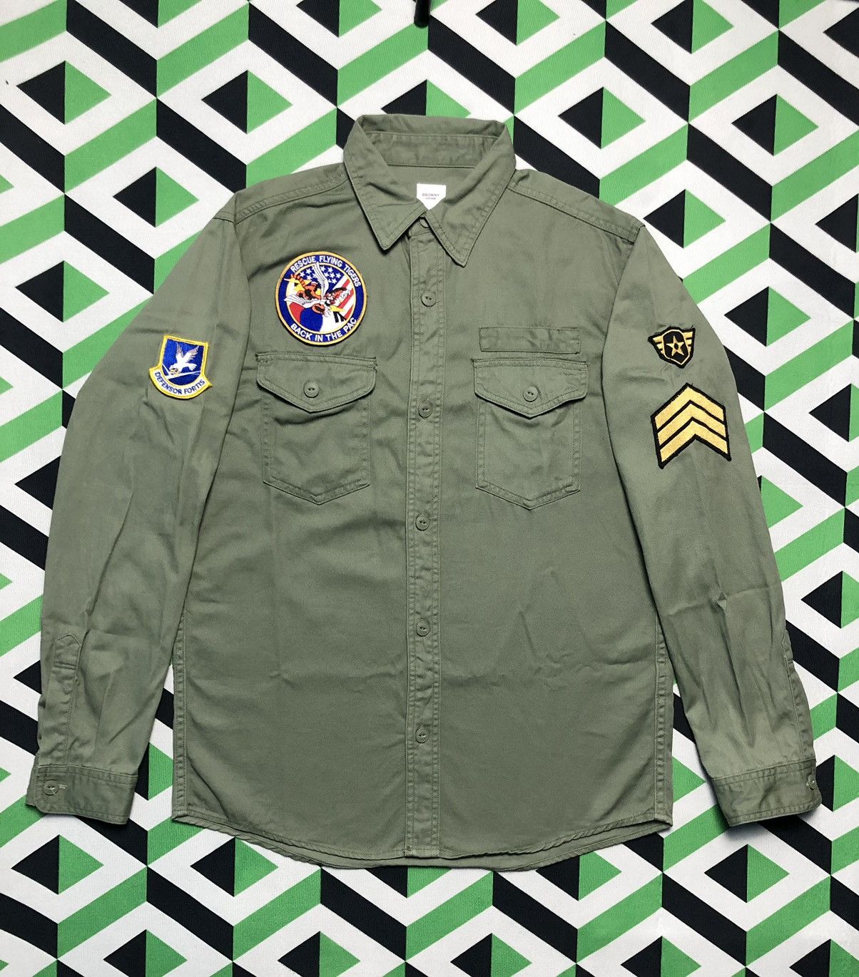 image of Browny Military Shirt Jacket in Green, Men's (Size Medium)