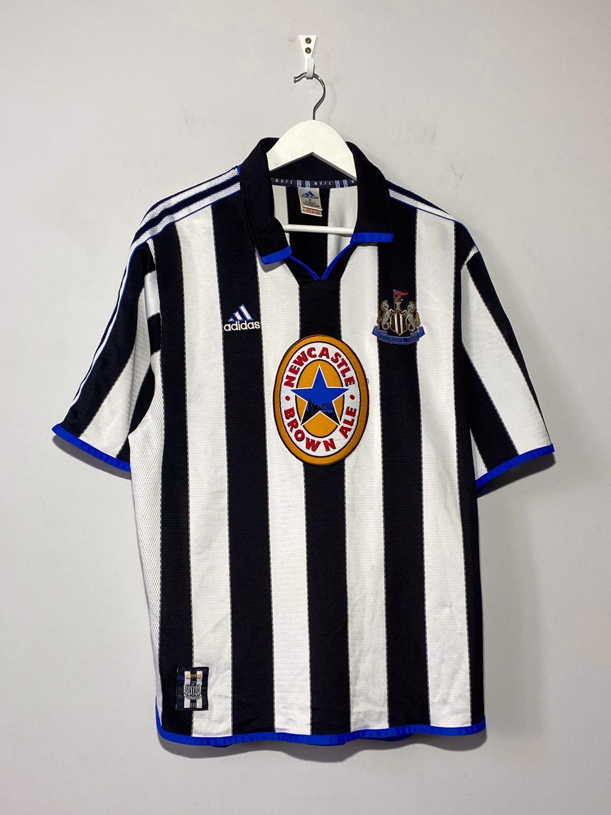 image of Newcastle United Adidas 1999 Home Football Shirt in Black/White, Men's (Size 2XL)