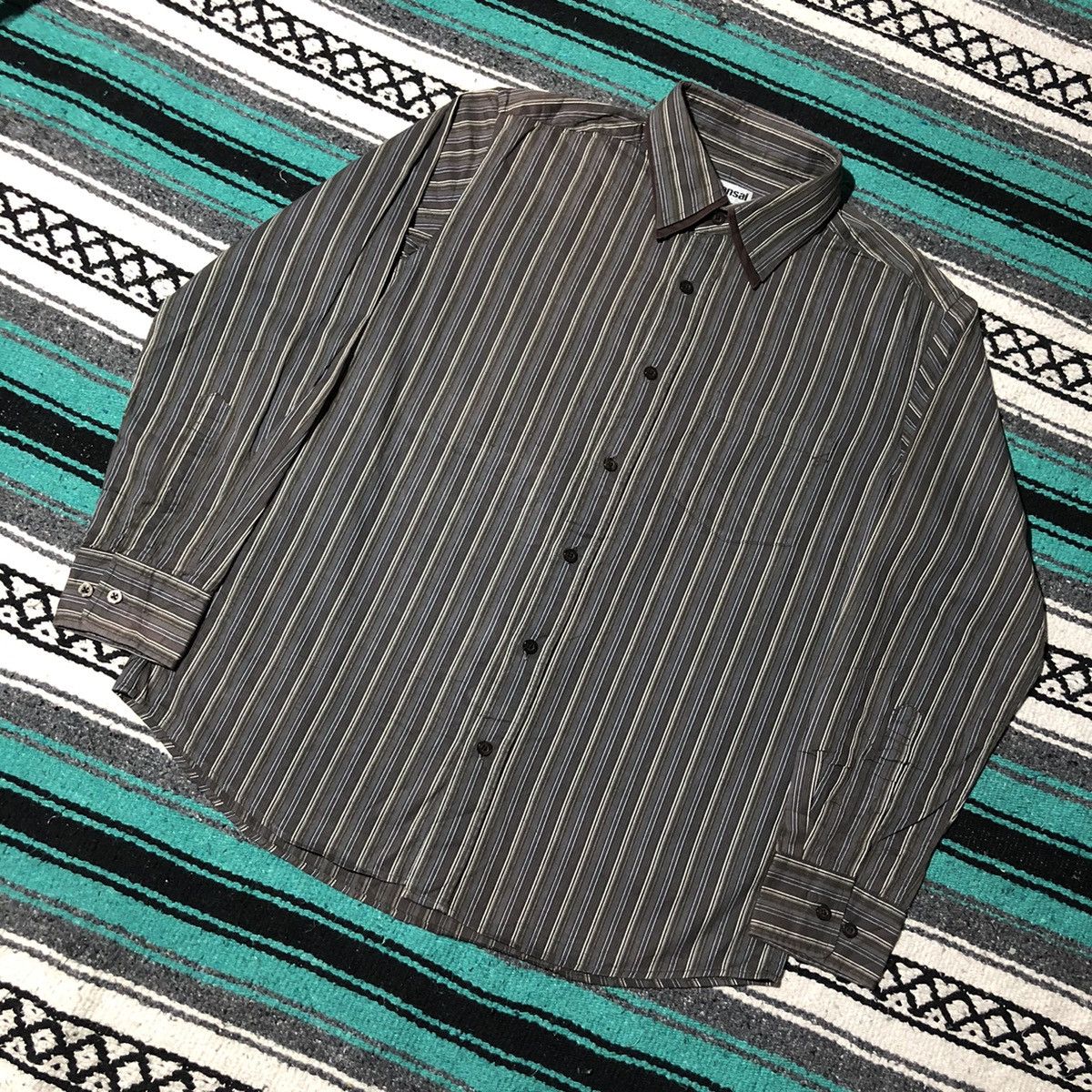 Kansai Yamamoto × Vintage Kansai Stripped Button Up Shirt Size US L / EU 52-54 / 3 - 2 Thumbnail