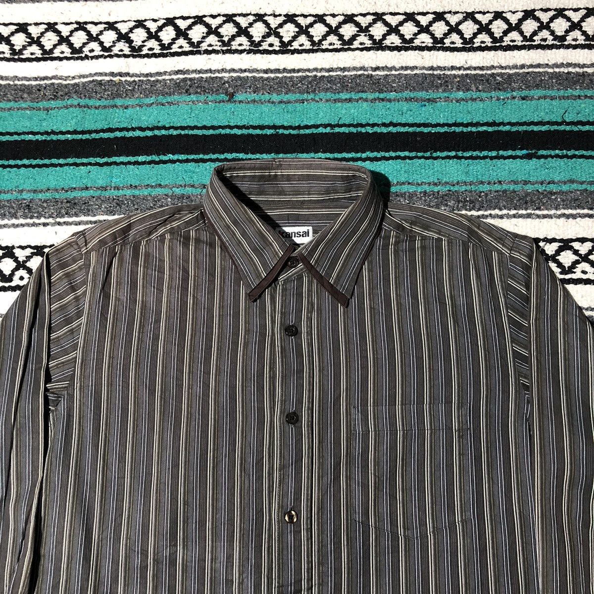 Kansai Yamamoto × Vintage Kansai Stripped Button Up Shirt Size US L / EU 52-54 / 3 - 3 Thumbnail