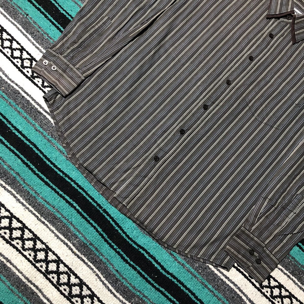 Kansai Yamamoto × Vintage Kansai Stripped Button Up Shirt Size US L / EU 52-54 / 3 - 4 Thumbnail