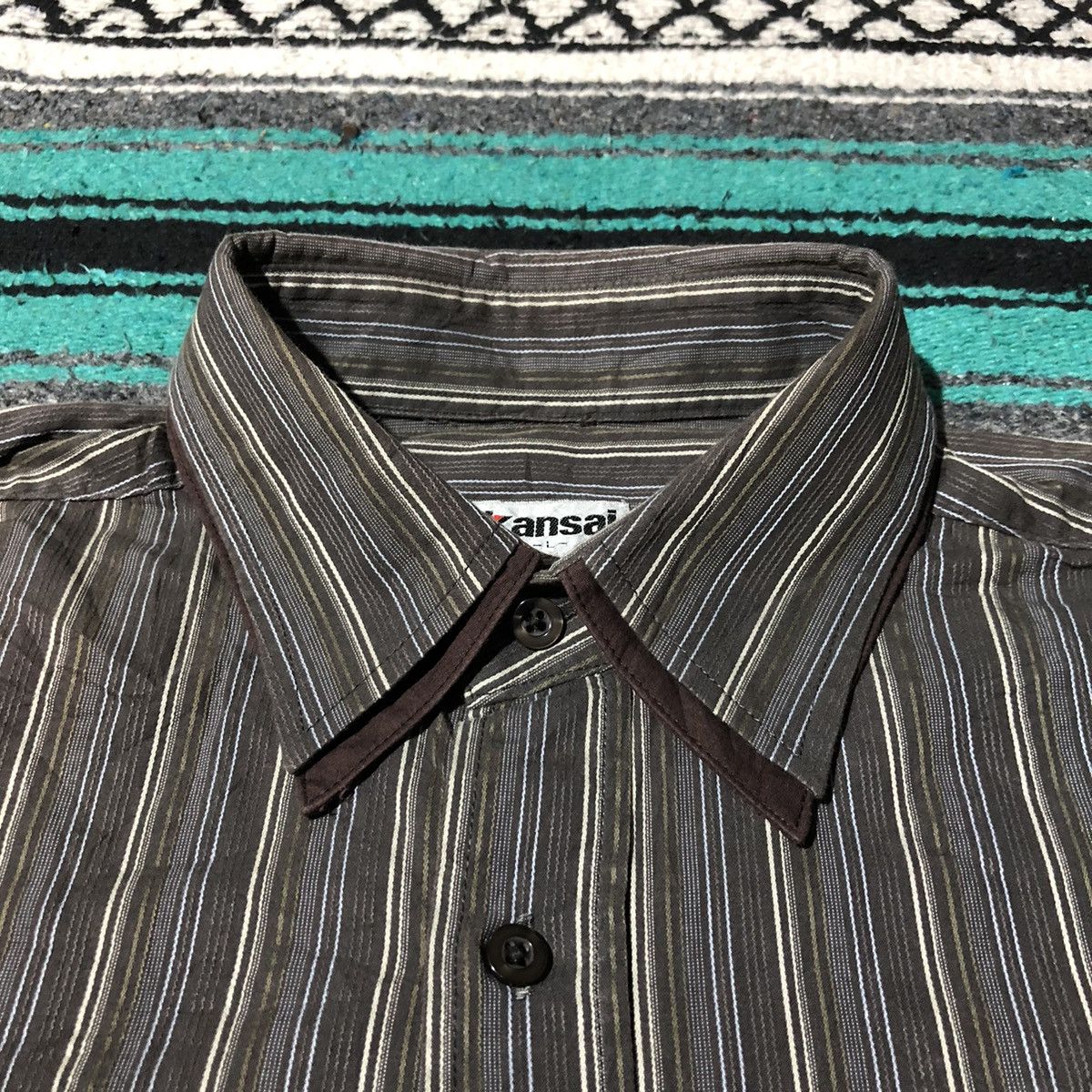 Kansai Yamamoto × Vintage Kansai Stripped Button Up Shirt Size US L / EU 52-54 / 3 - 6 Thumbnail