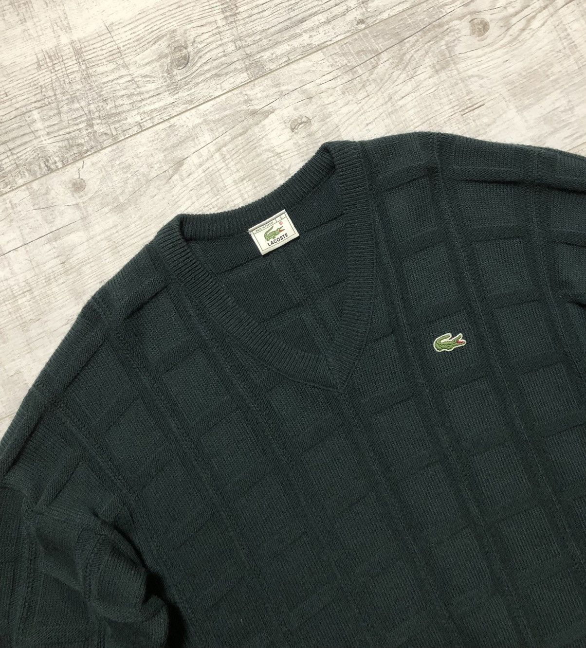 Lacoste Vintage Lacoste Wool Knit V-Neck Sweater Size US M / EU 48-50 / 2 - 2 Thumbnail