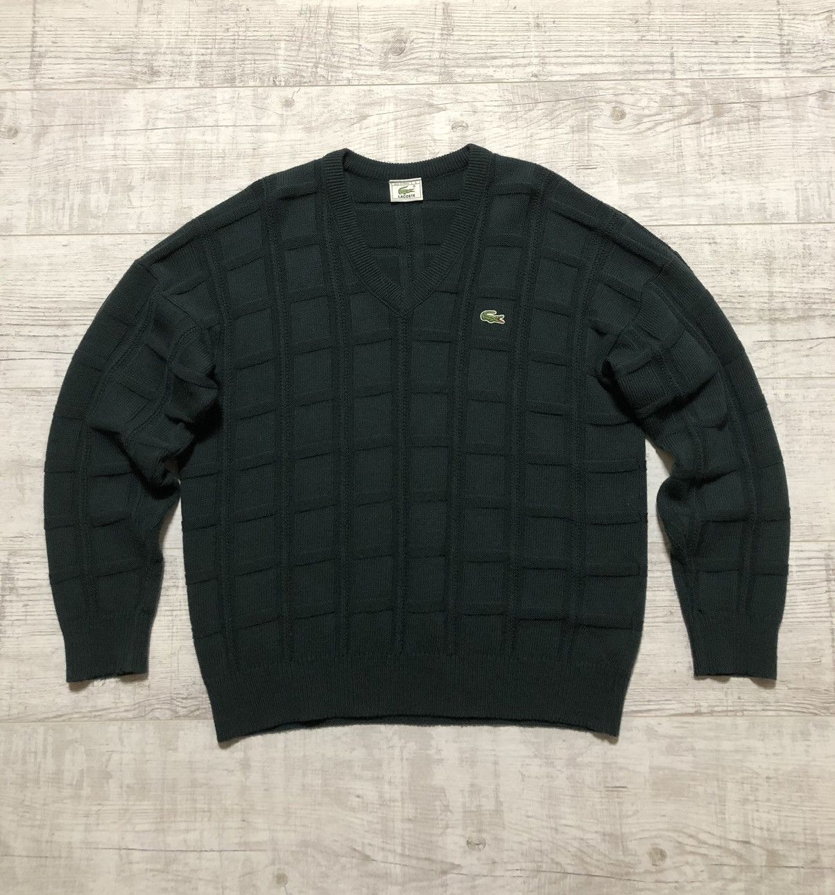 Lacoste Vintage Lacoste Wool Knit V-Neck Sweater Size US M / EU 48-50 / 2 - 1 Thumbnail