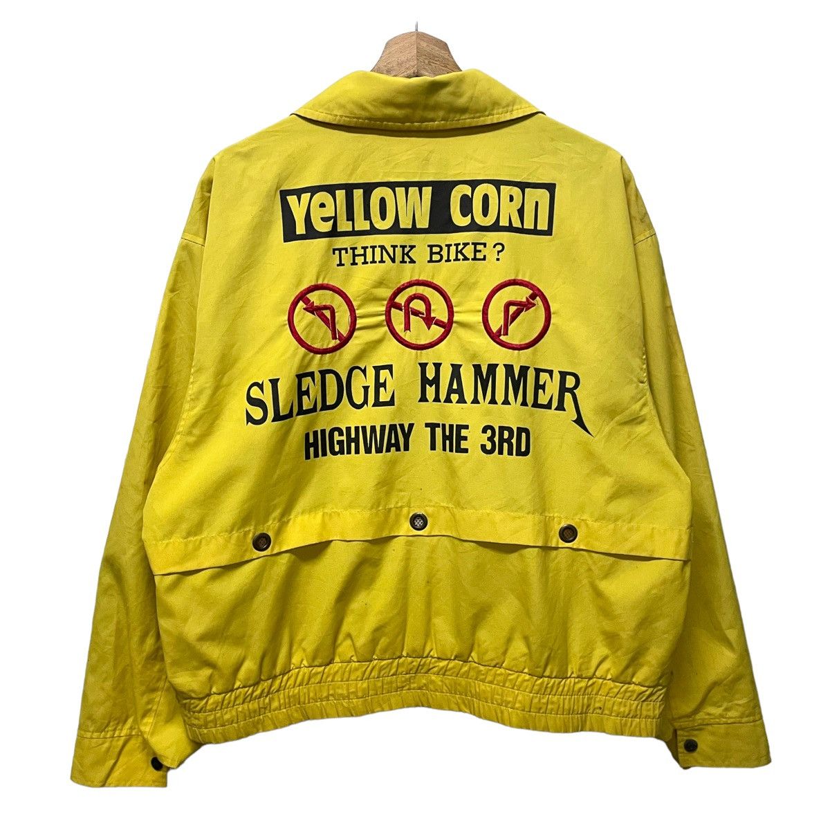💥 Vintage Yellow Corn Racing Biker Jacket