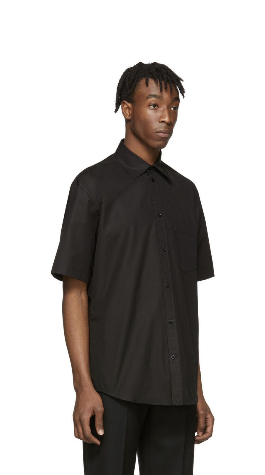 Balenciaga BALENCIAGA Black Rubber Logo Short Sleeve Button Up Shirts Size US L / EU 52-54 / 3 - 13 Thumbnail