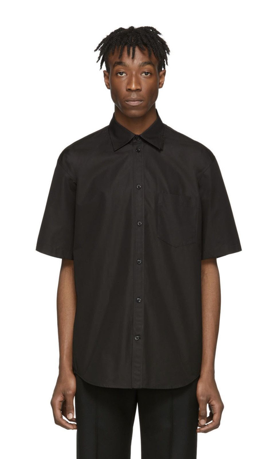 Balenciaga BALENCIAGA Black Rubber Logo Short Sleeve Button Up Shirts Size US L / EU 52-54 / 3 - 12 Thumbnail