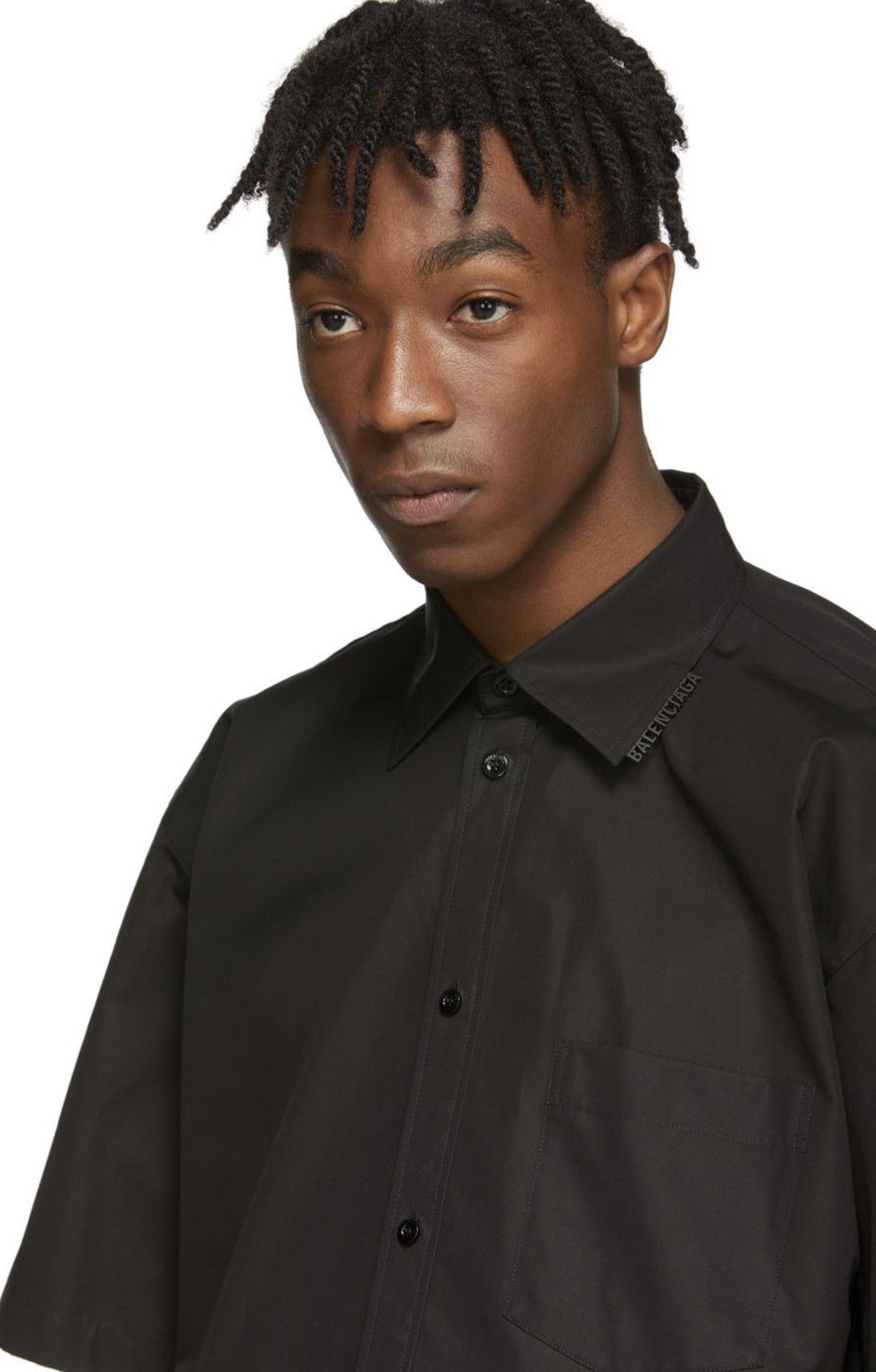 Balenciaga BALENCIAGA Black Rubber Logo Short Sleeve Button Up Shirts Size US L / EU 52-54 / 3 - 11 Thumbnail